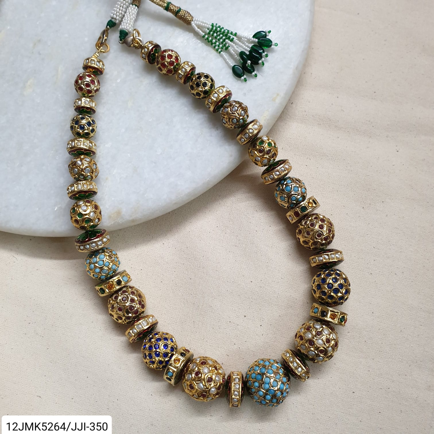Traditional Jadau Disc Bead Necklace