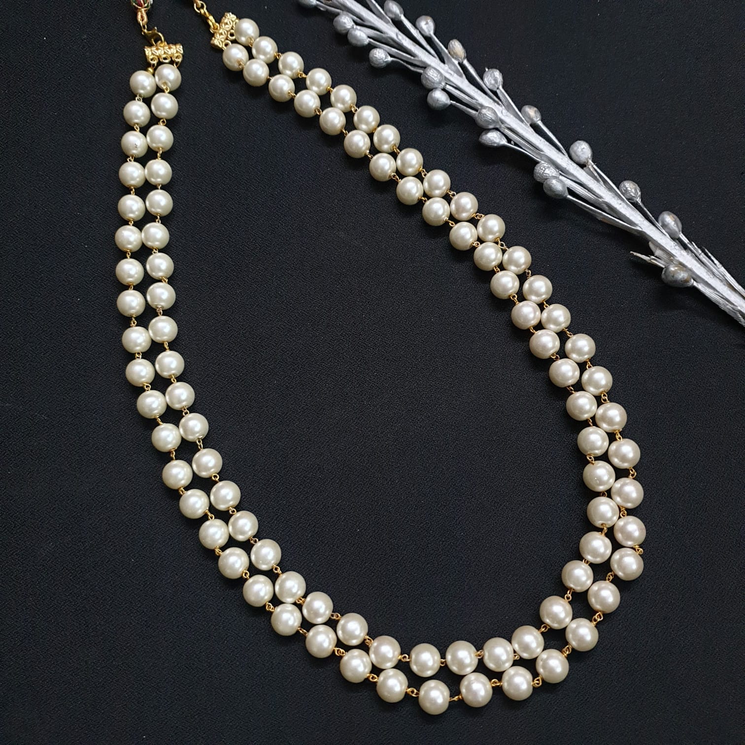 Two Layered Pearl Beaded Necklace