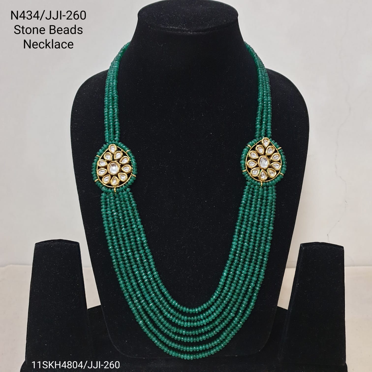 Emerald Green Beaded Kundan Necklace