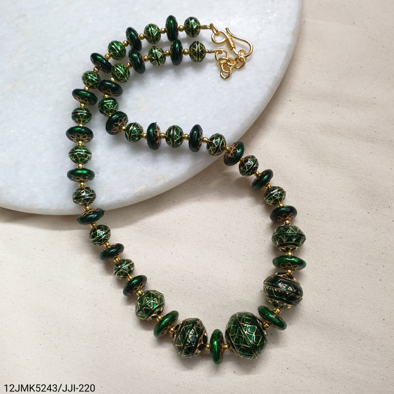 Green Meenakari Bead Necklace
