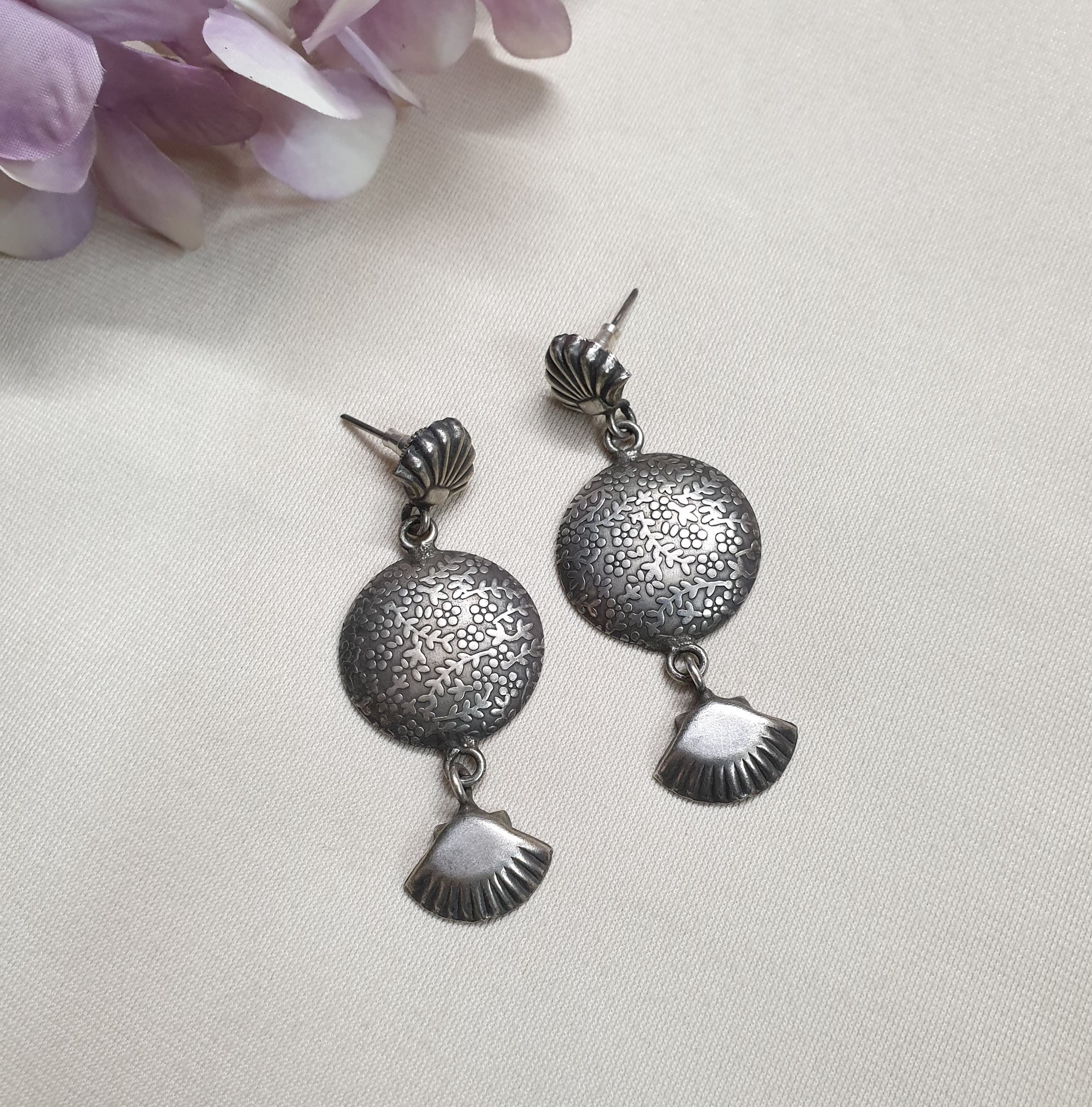 Oxidised Unique Silver LookaLike Earrings