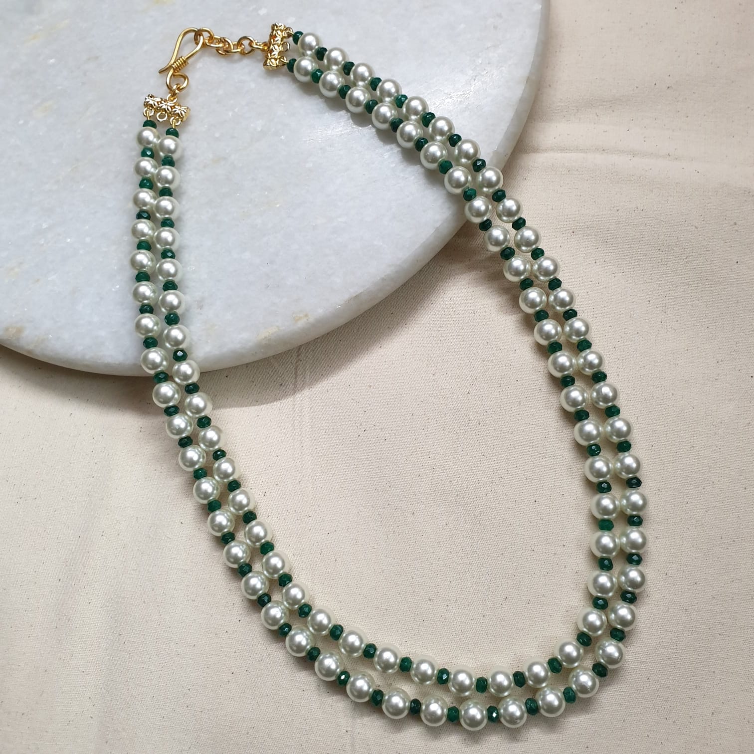 Pearl Green Beaded Necklace