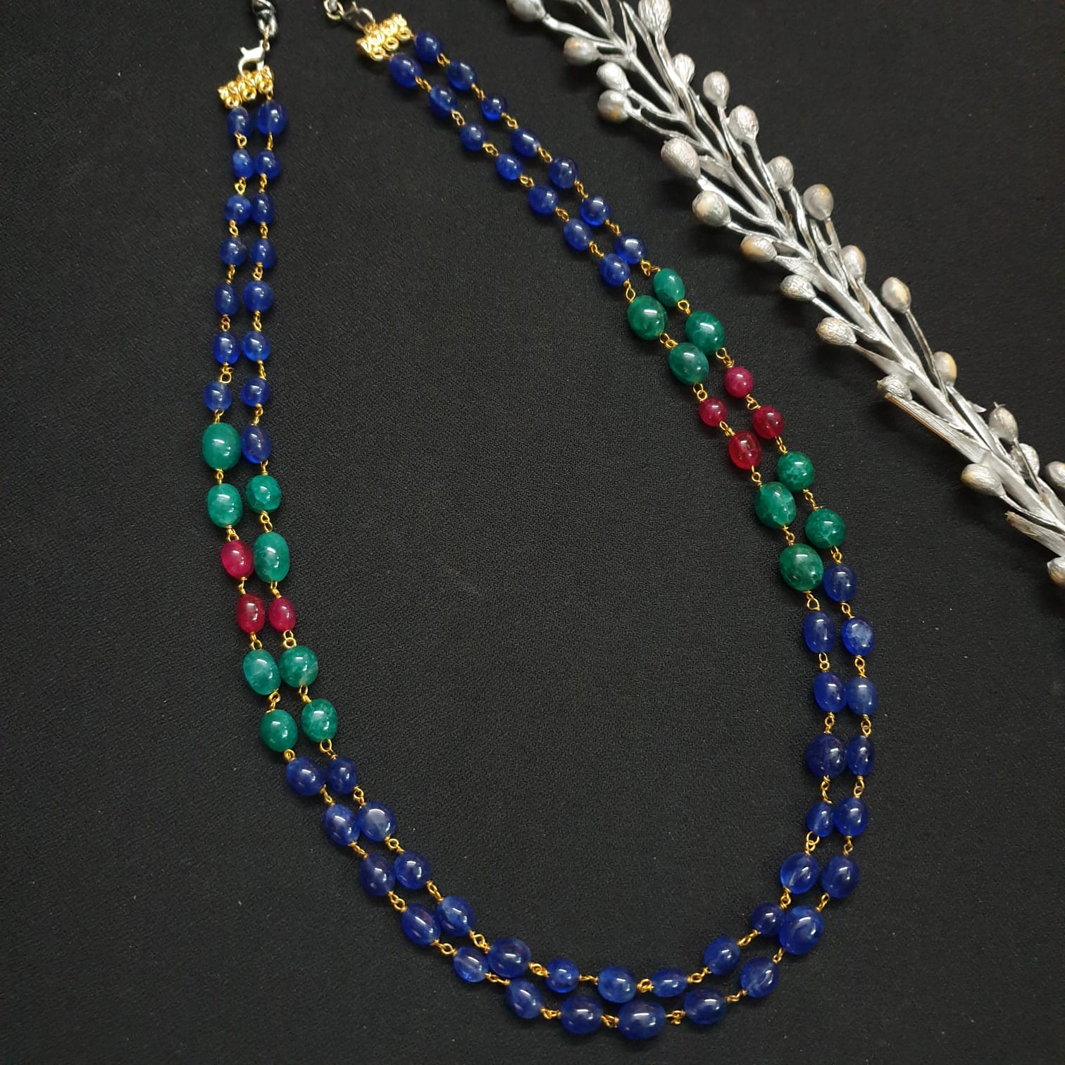 Two Layered Multi Stone Beaded Necklace