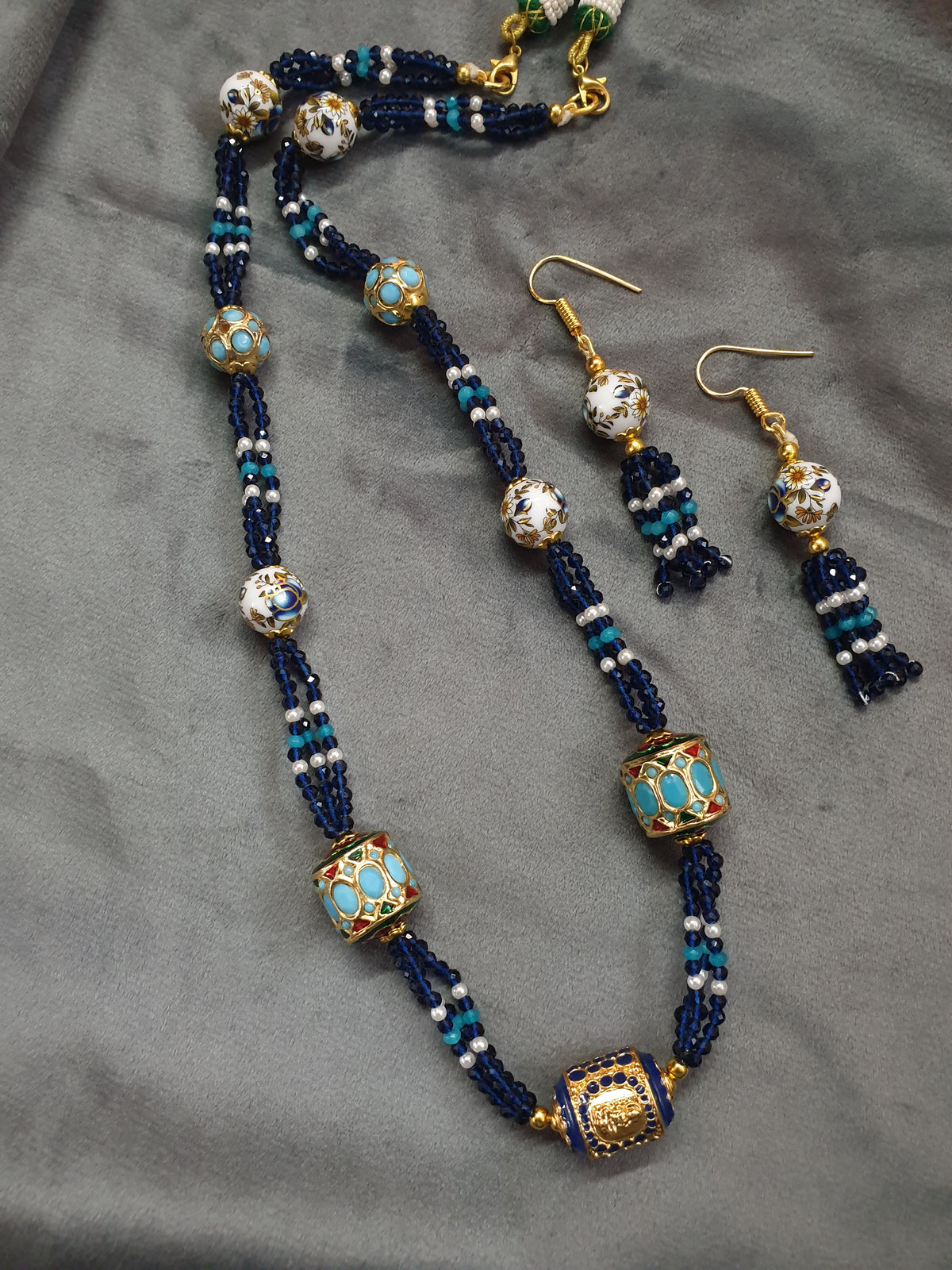 Shahin Blue Beaded Necklace