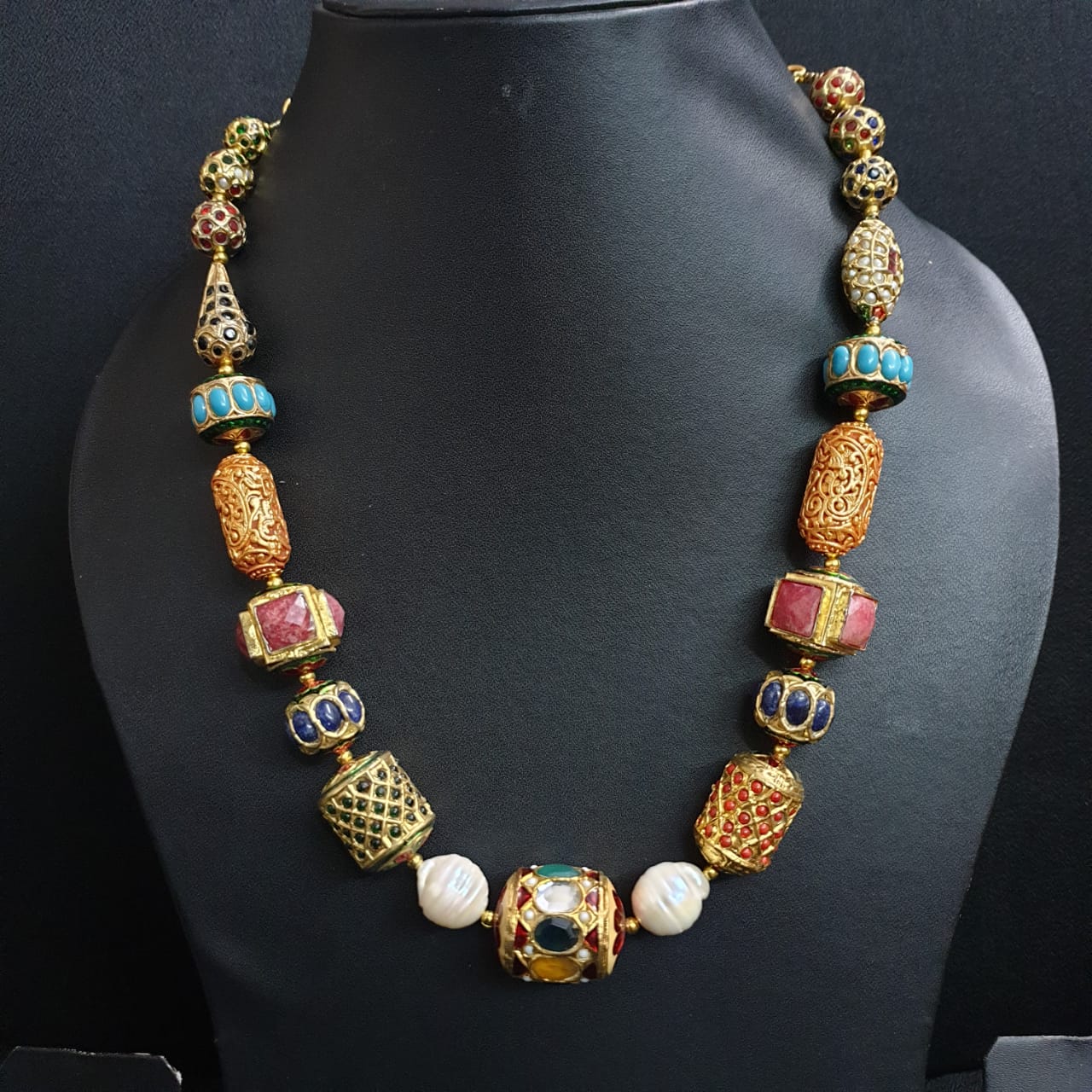Navratana Beads Jadau Necklace