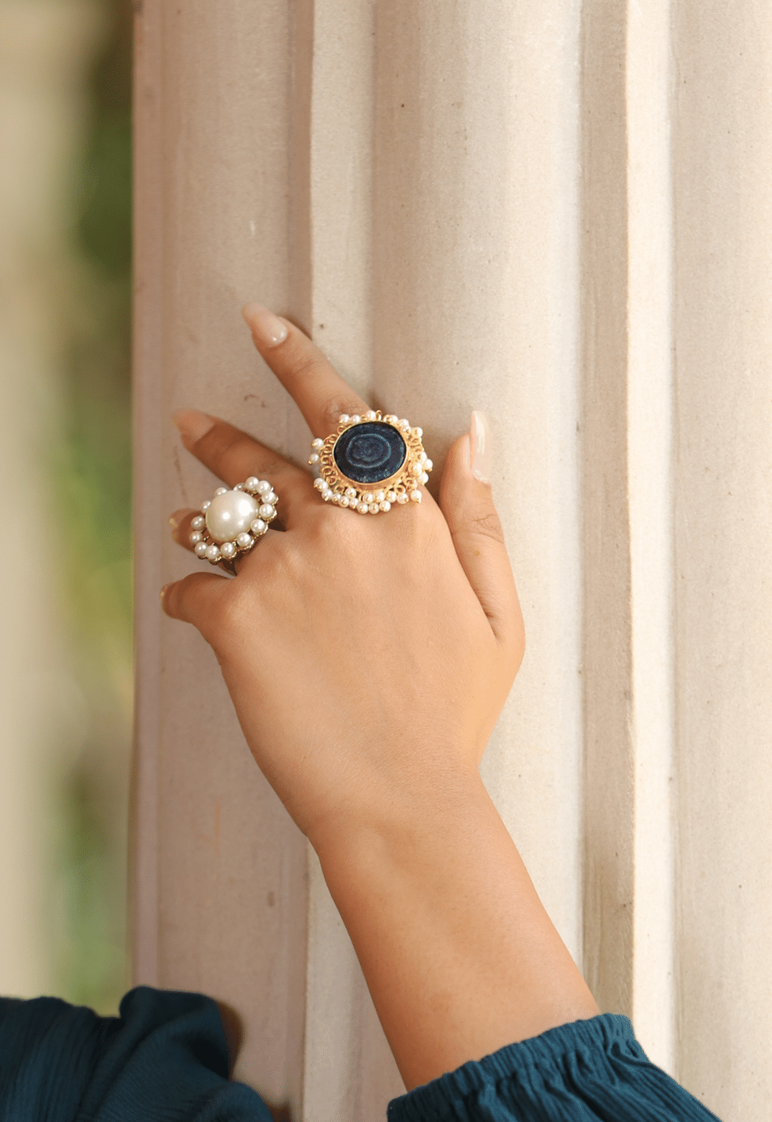 Combo Stone and Pearl Ring Set