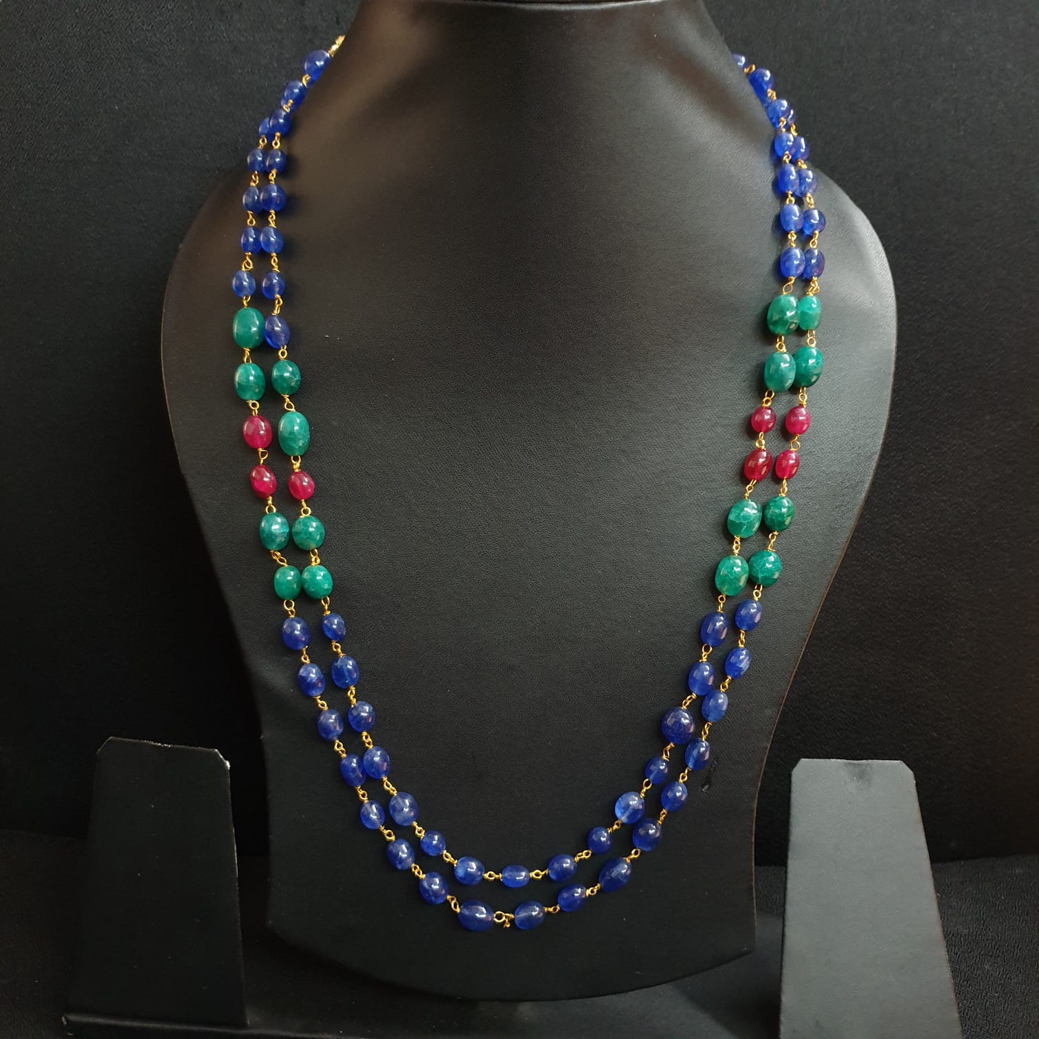 Two Layered Multi Stone Beaded Necklace