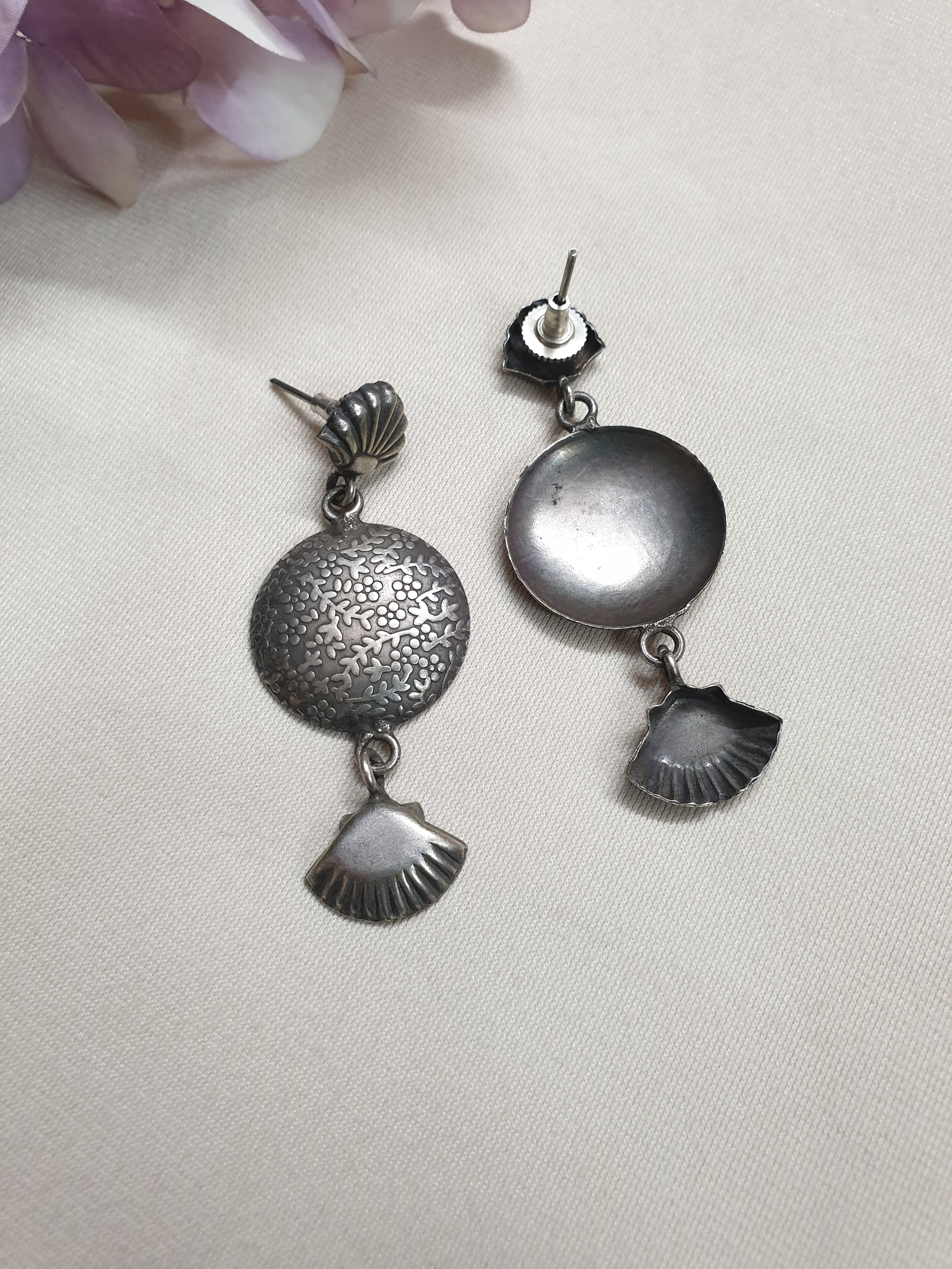 Oxidised Unique Silver LookaLike Earrings