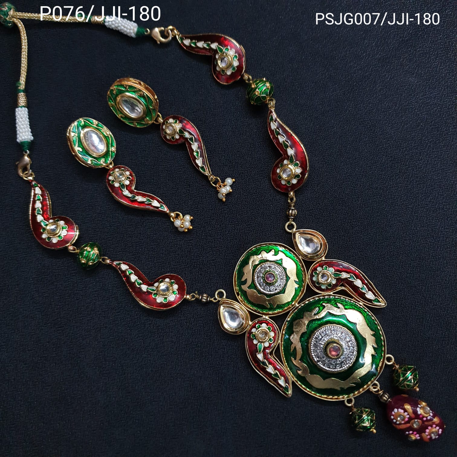 Traditional Fusion Meenakari Pendant Set With Earrings