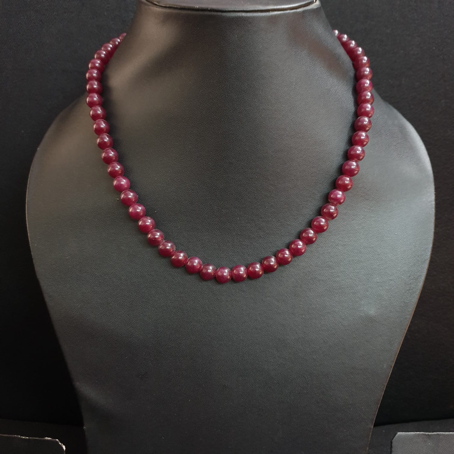 Maroon Stone Beaded Necklace