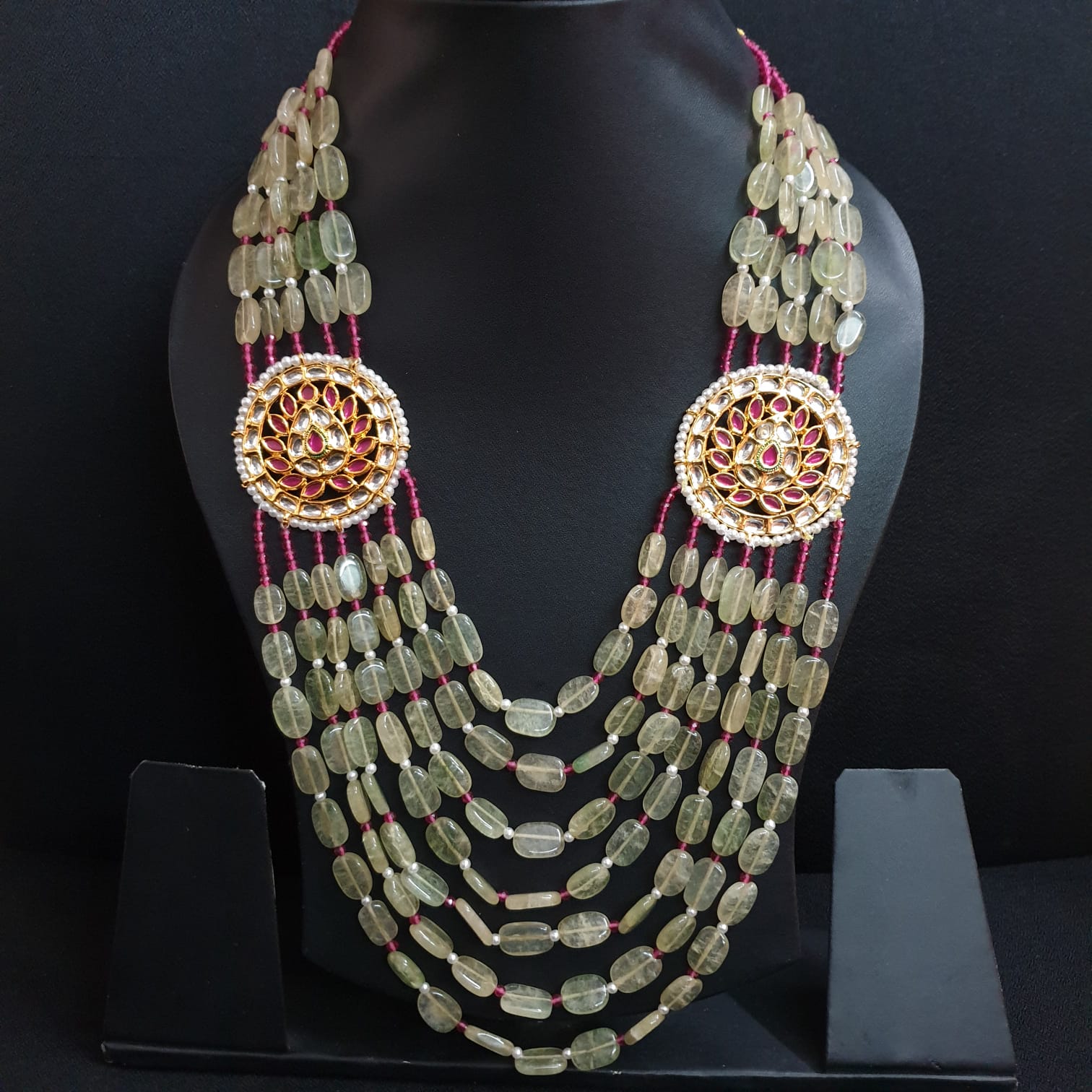 Green Stone Beaded Kundan Necklace