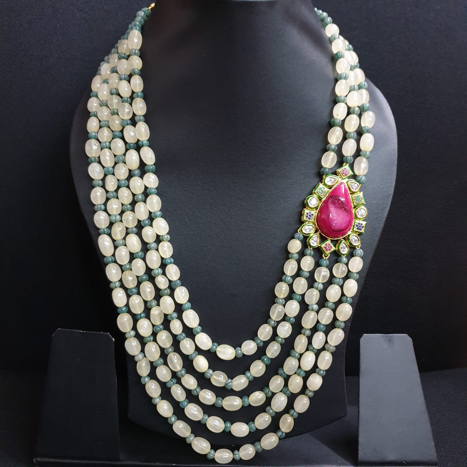 Green Stone Pumpkin Beads Druzy Necklace