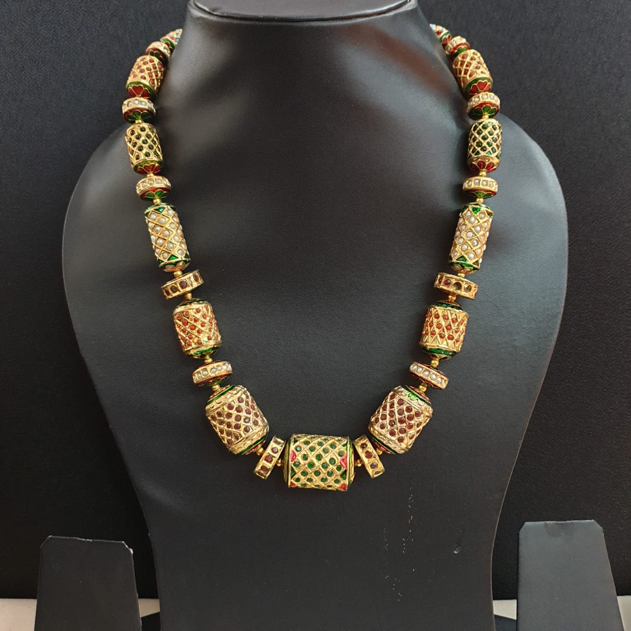 Multi Jadau Stone Beads Necklace