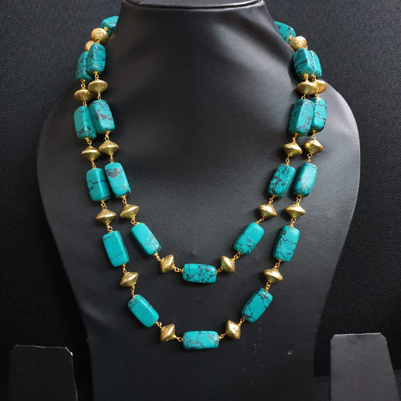 Turquoise Golden Bead Necklace
