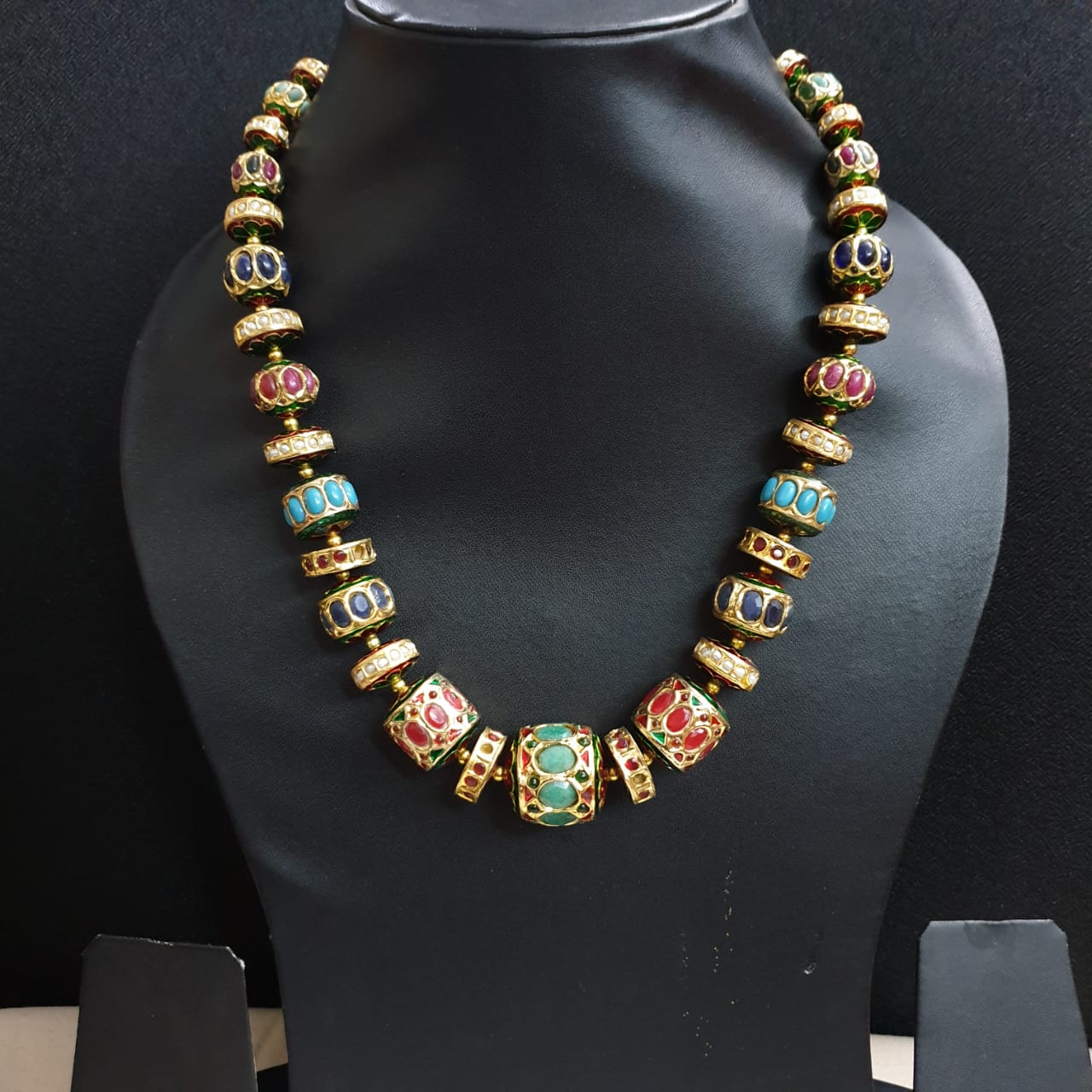 Jadau Multicolor Disc Bead Necklace