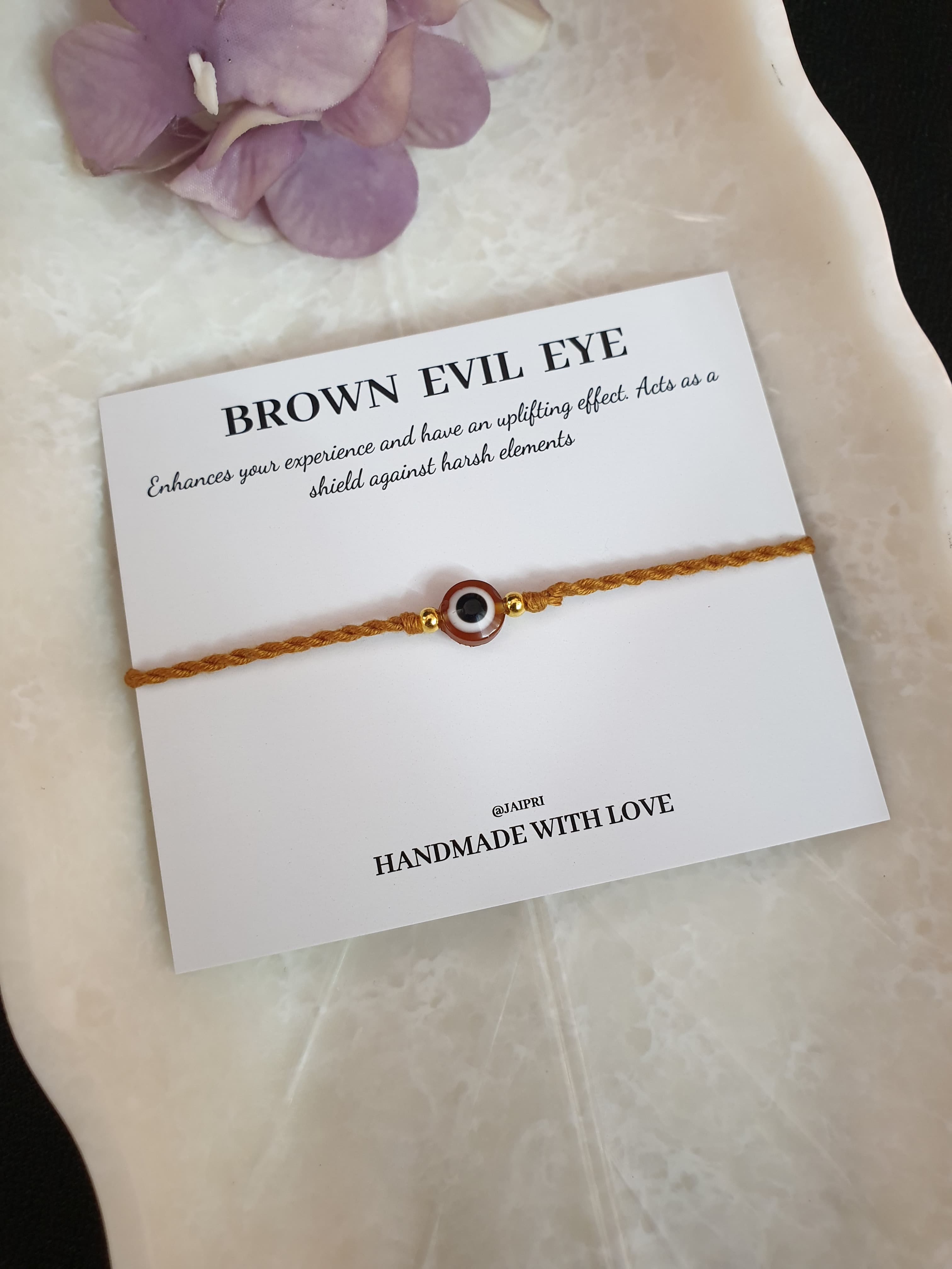 Brown Evil Eye Protection Thread Tie Bracelet