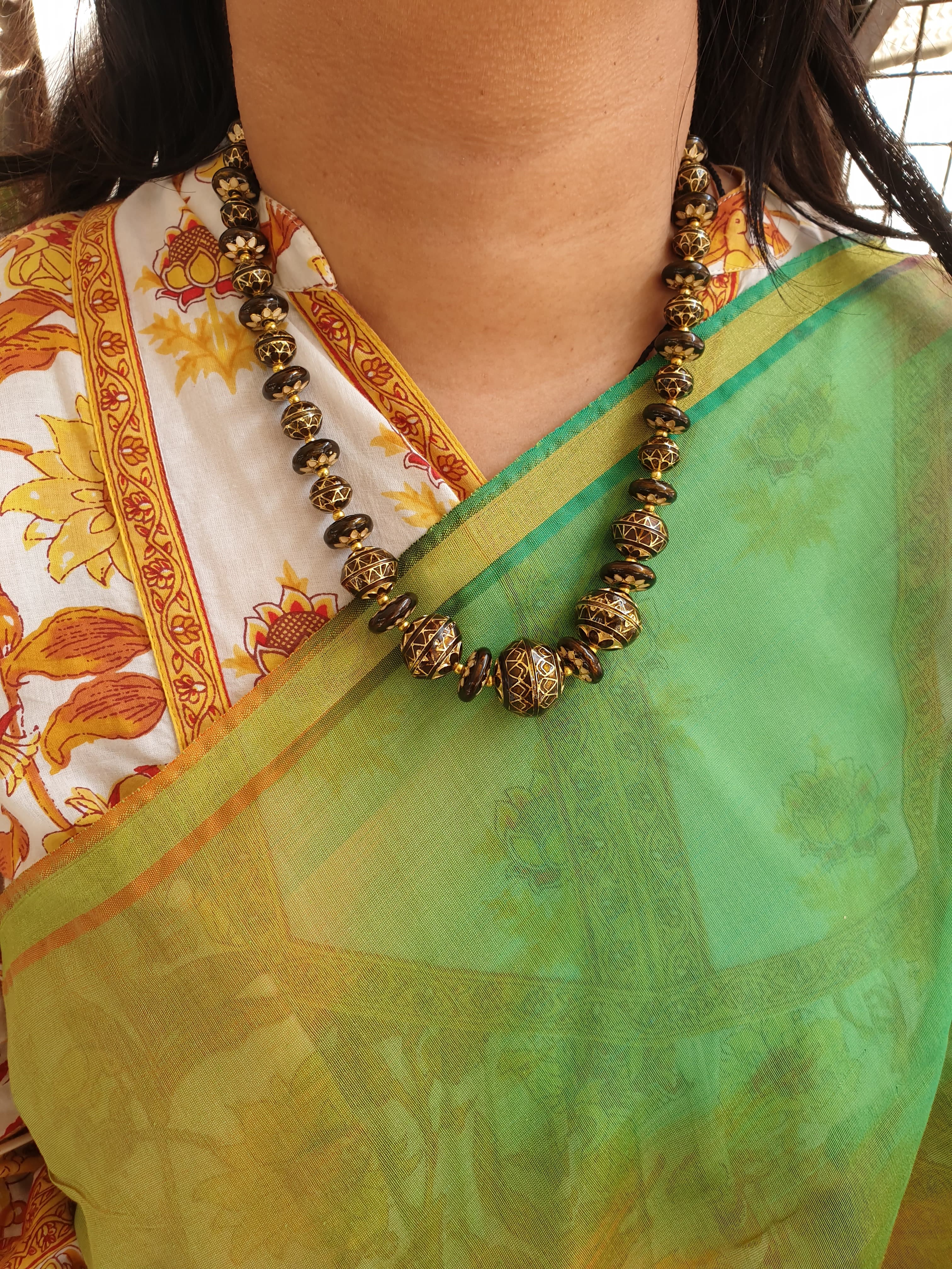 Golden Meenakari Beaded Necklace