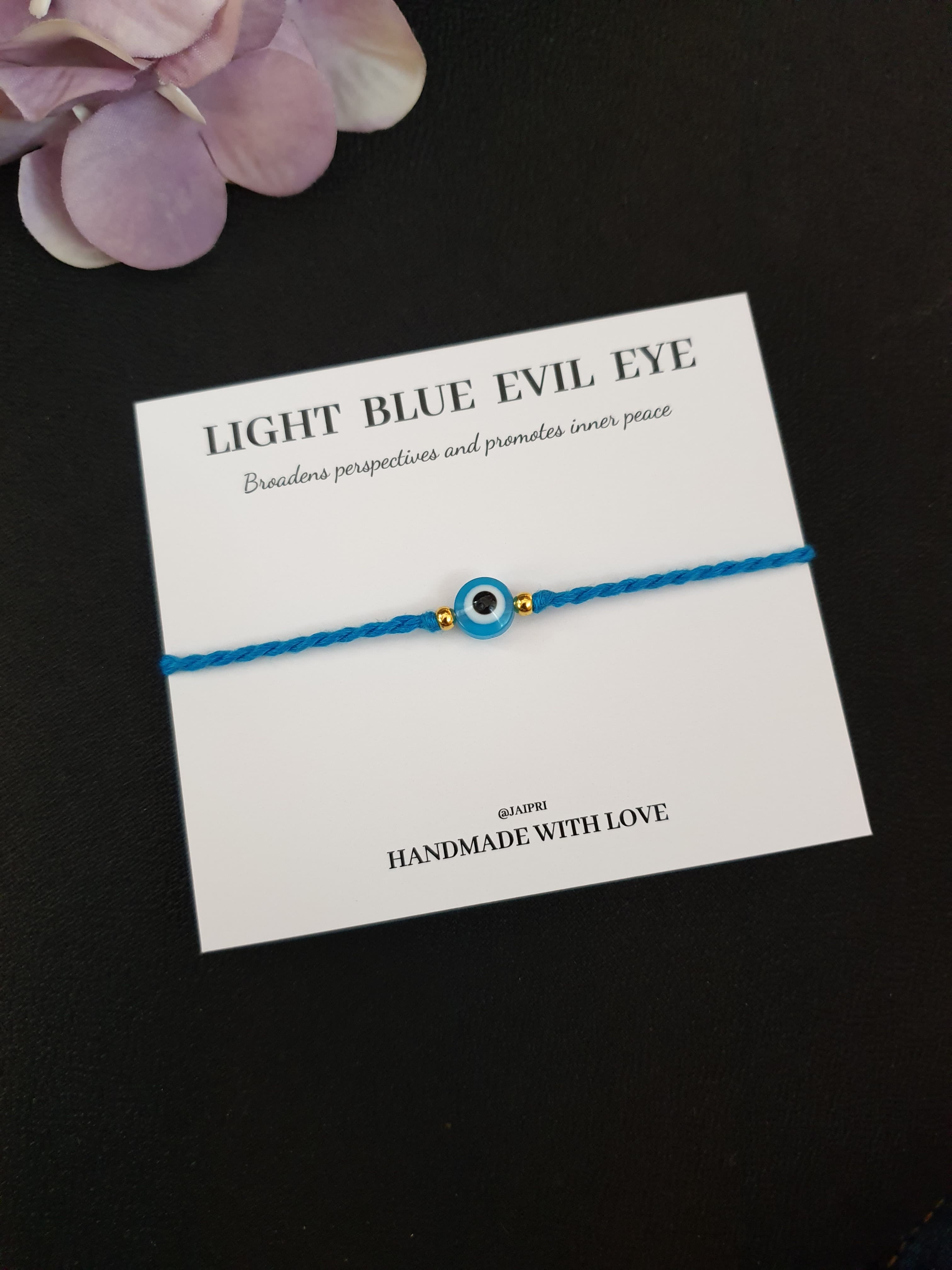 Light Blue Evil Eye Protection Thread Tie Bracelet
