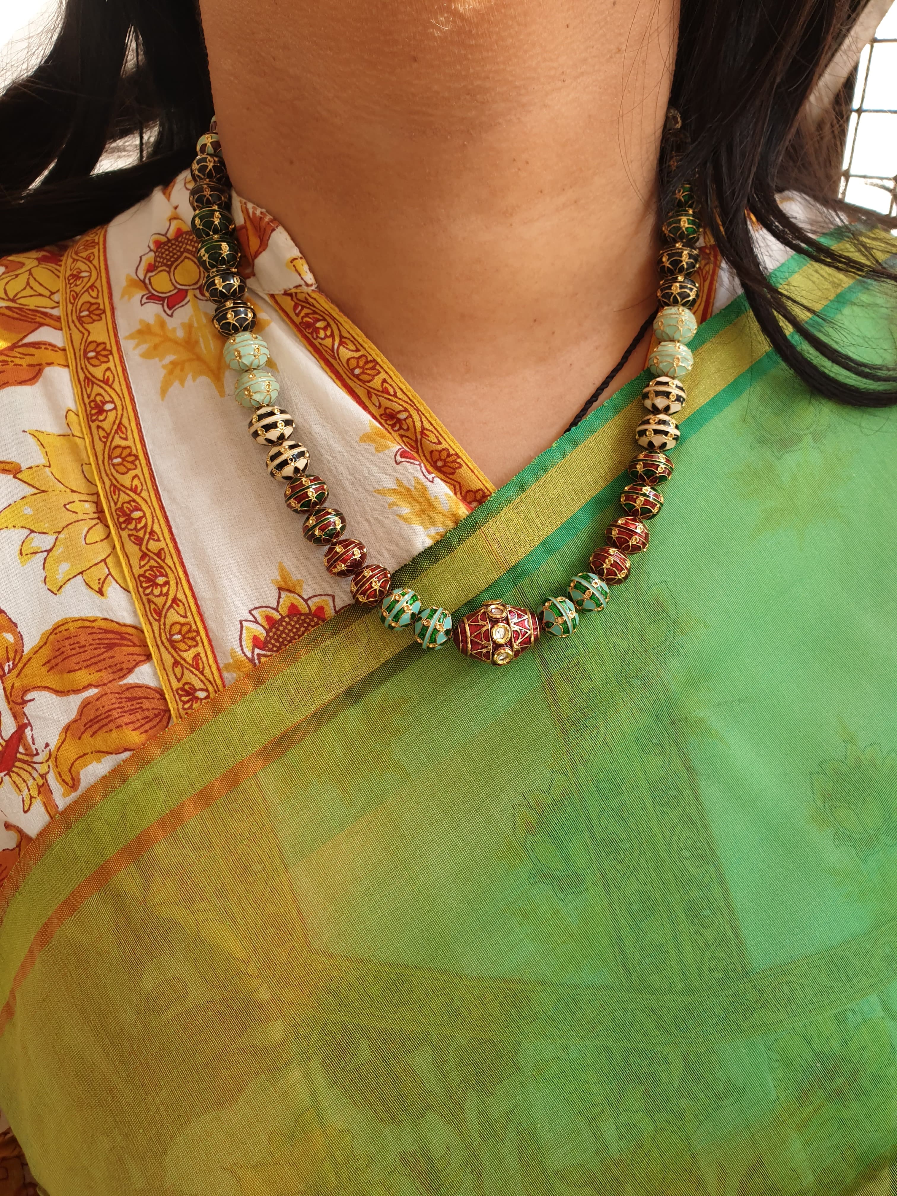 Multi Color Meenakari Beads Necklace