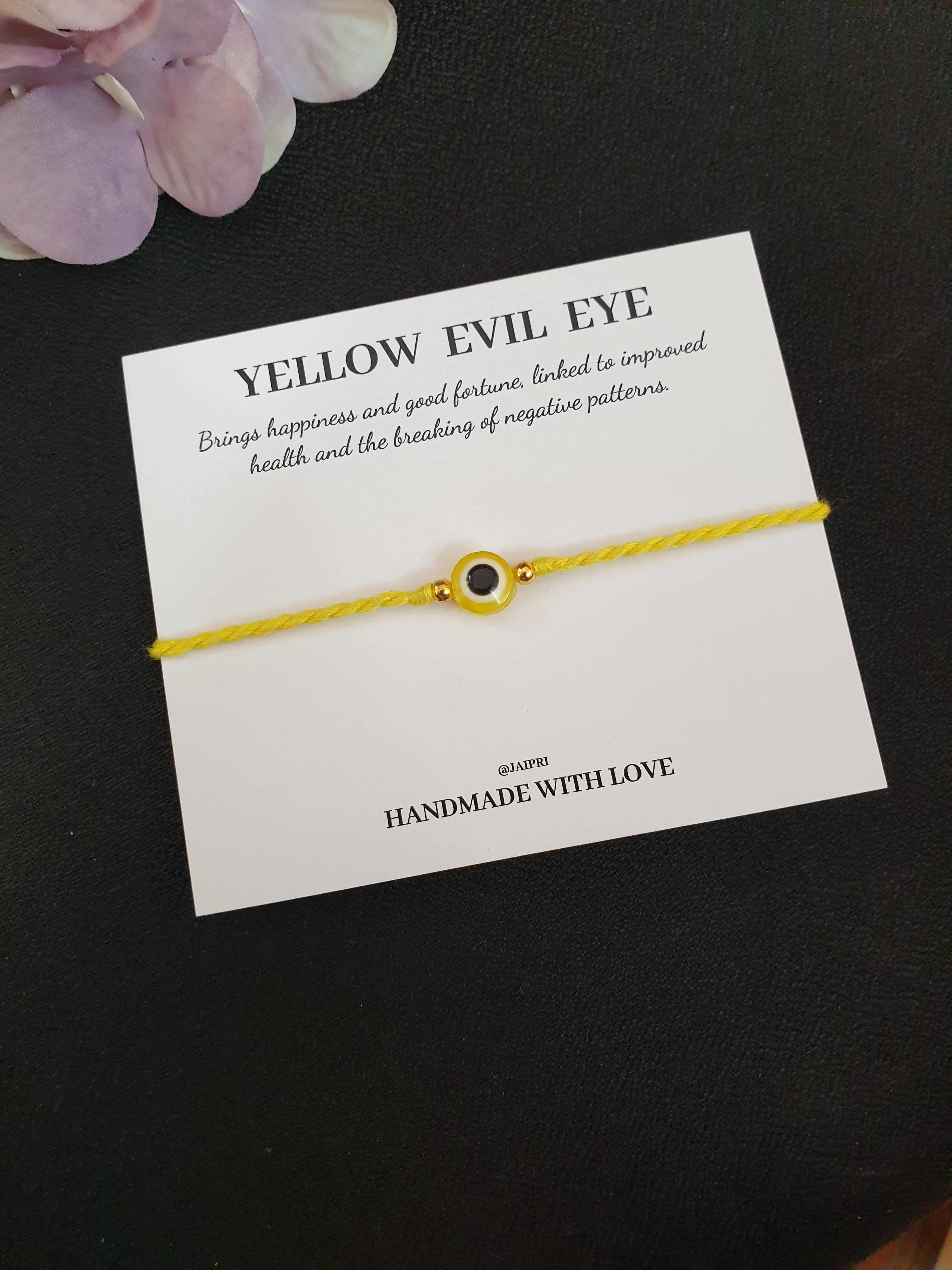 Yellow Evil Eye Protection Thread Tie Bracelet