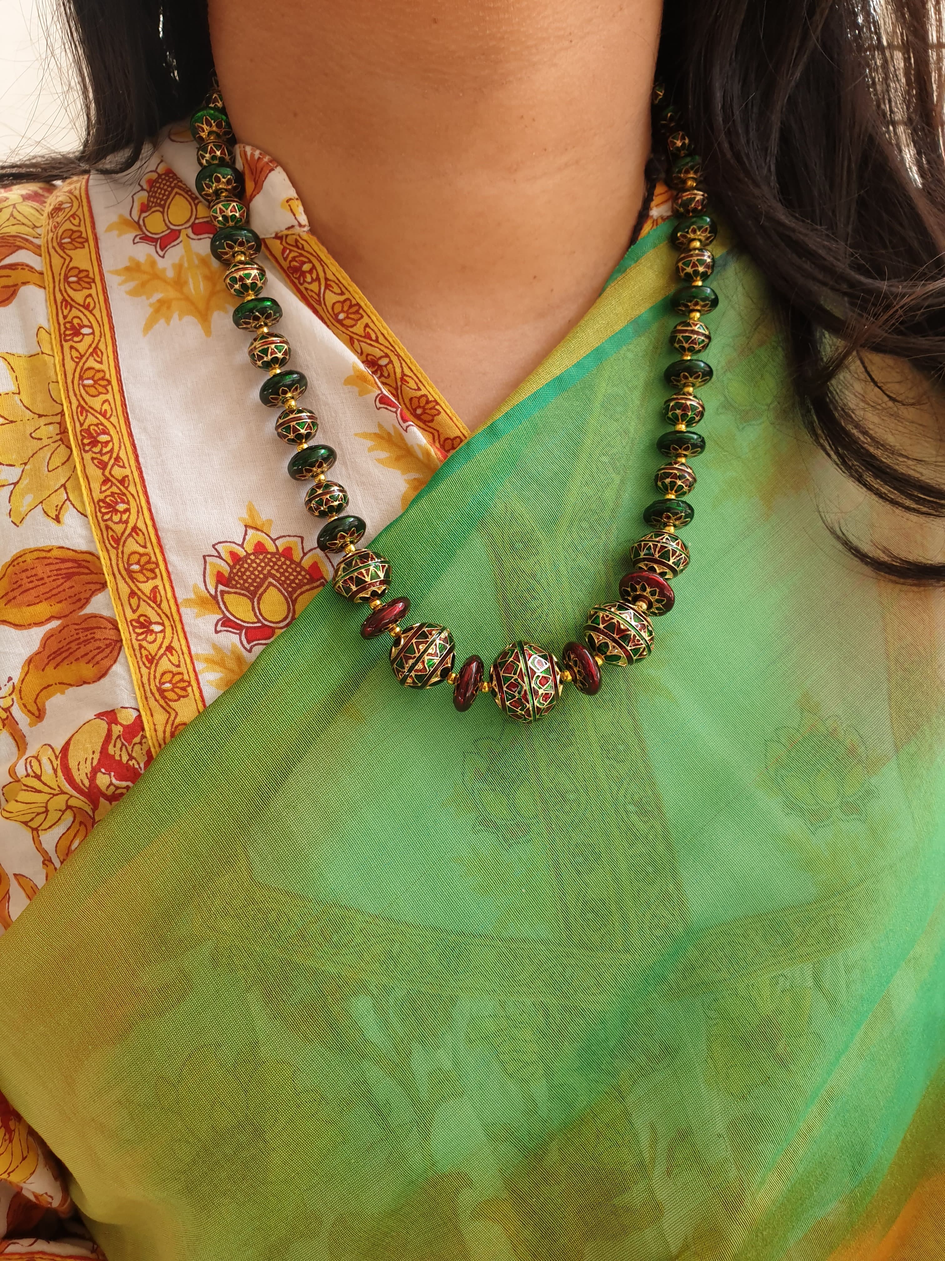 Multi Color Bead Meenakari Necklace