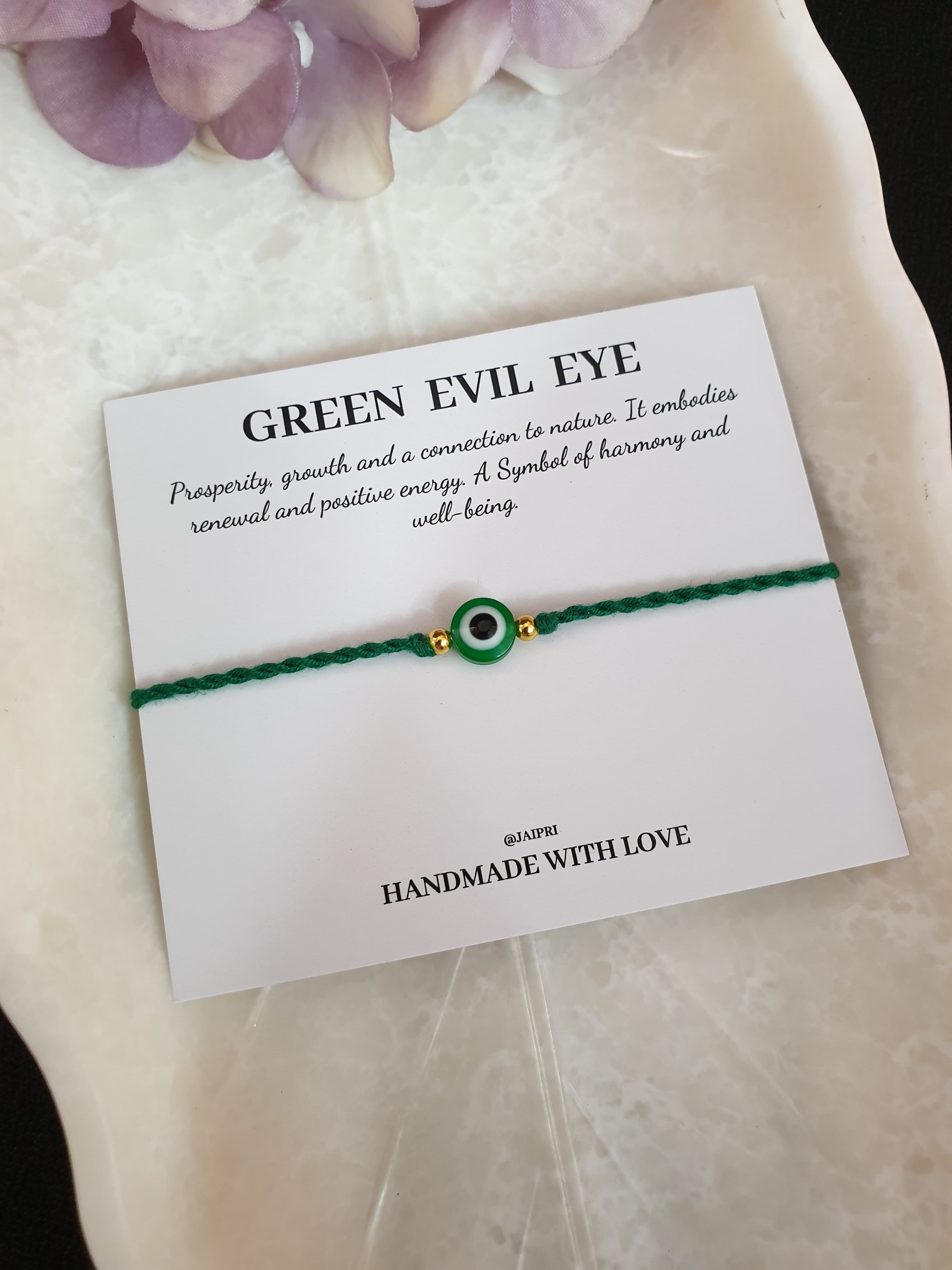 Green Evil Eye Protection Thread Tie Bracelet