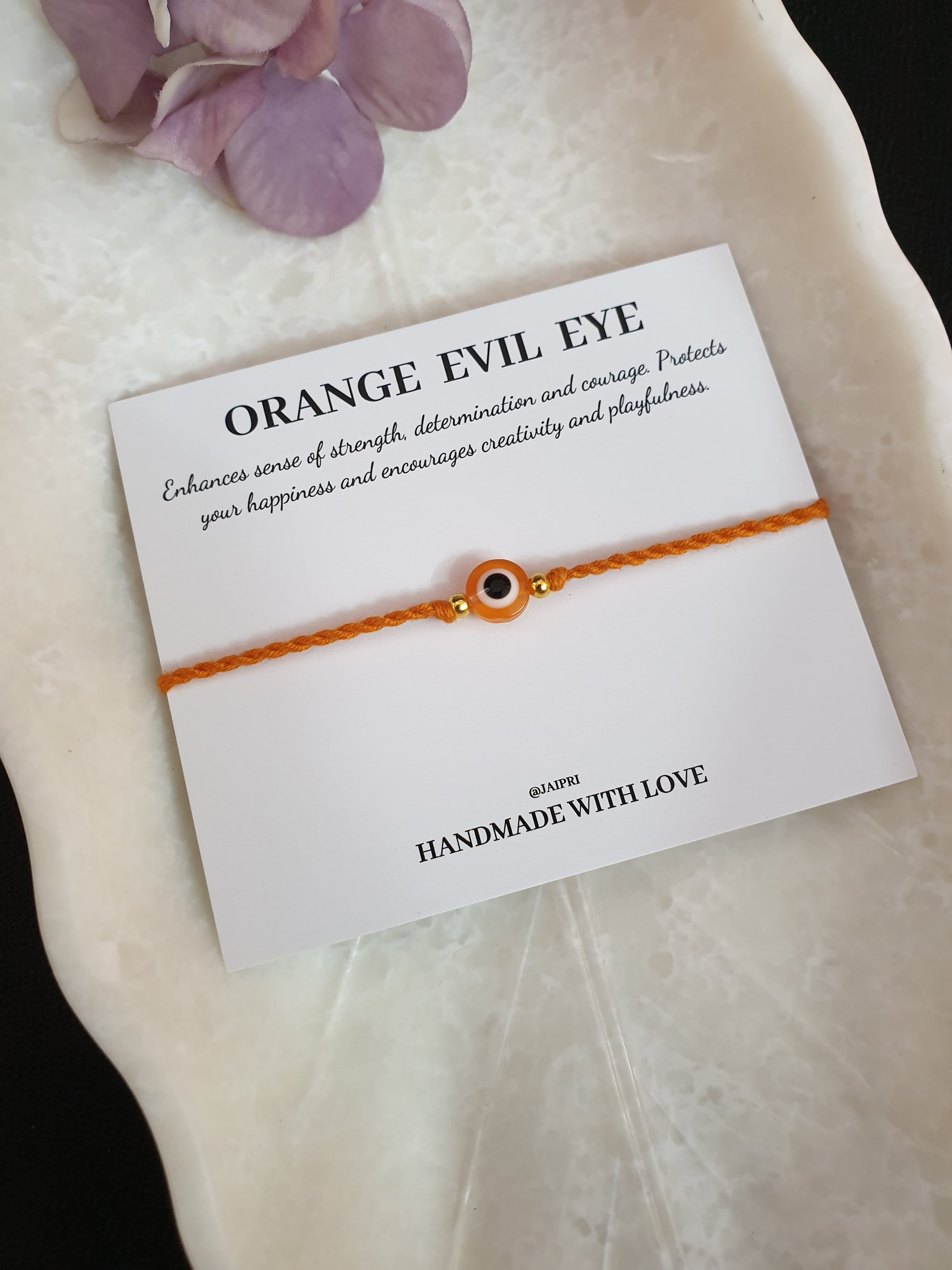 Orange Evil Eye Protection Thread Tie Bracelet
