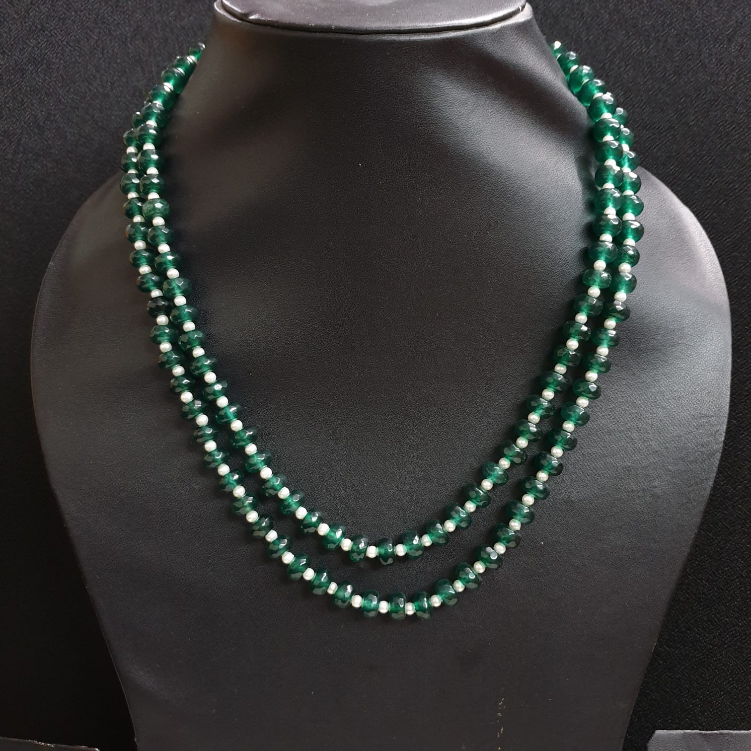 Emerald Color Faceted Bead Necklace