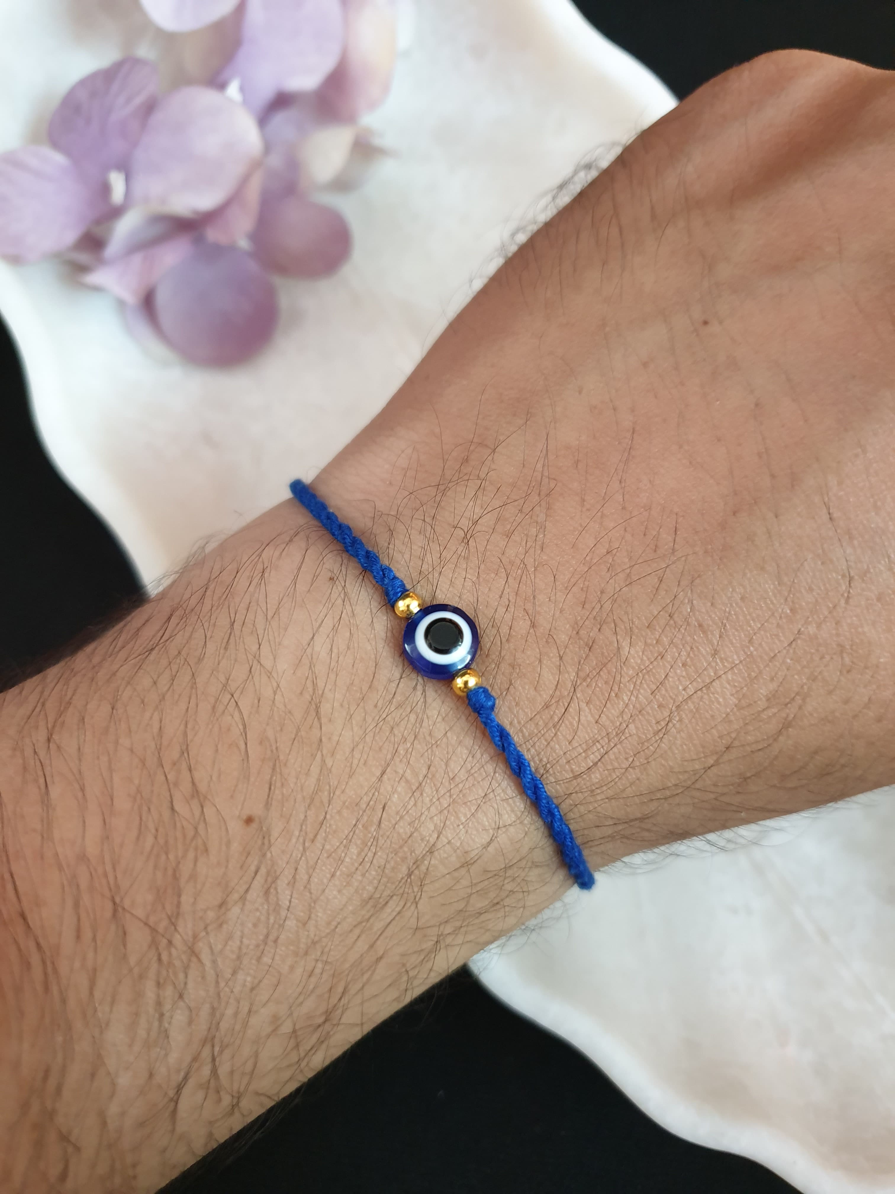 Blue Evil Eye Protection Thread Tie Bracelet