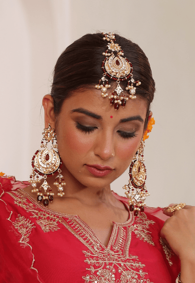 Combo Kundan Maang tikka and earrings set