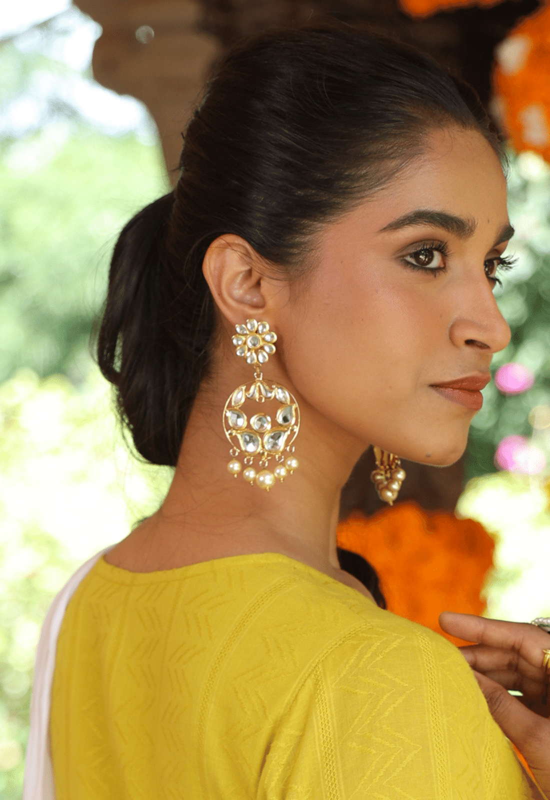 22k Gold Plated Kundan Chandbali Earrings