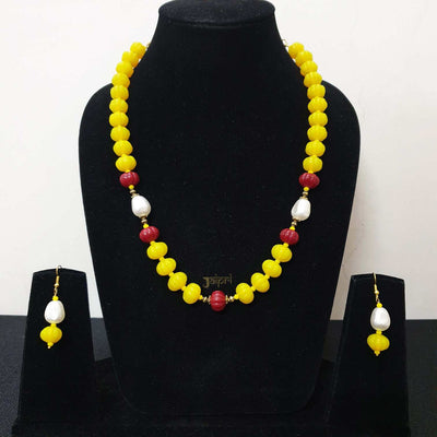 Delicate Multicolored Beads Adorable Necklace With Earrings