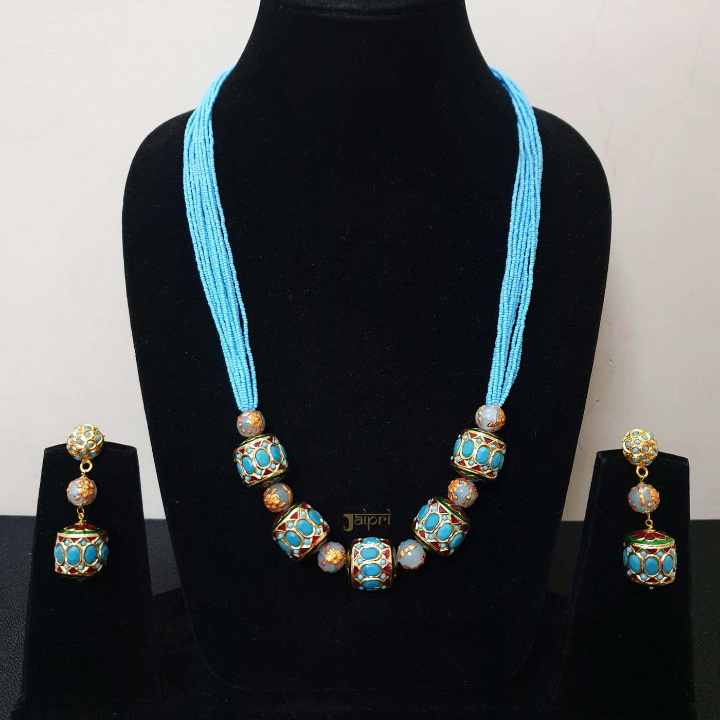 Traditional Meenakari Long Necklace With Earrings