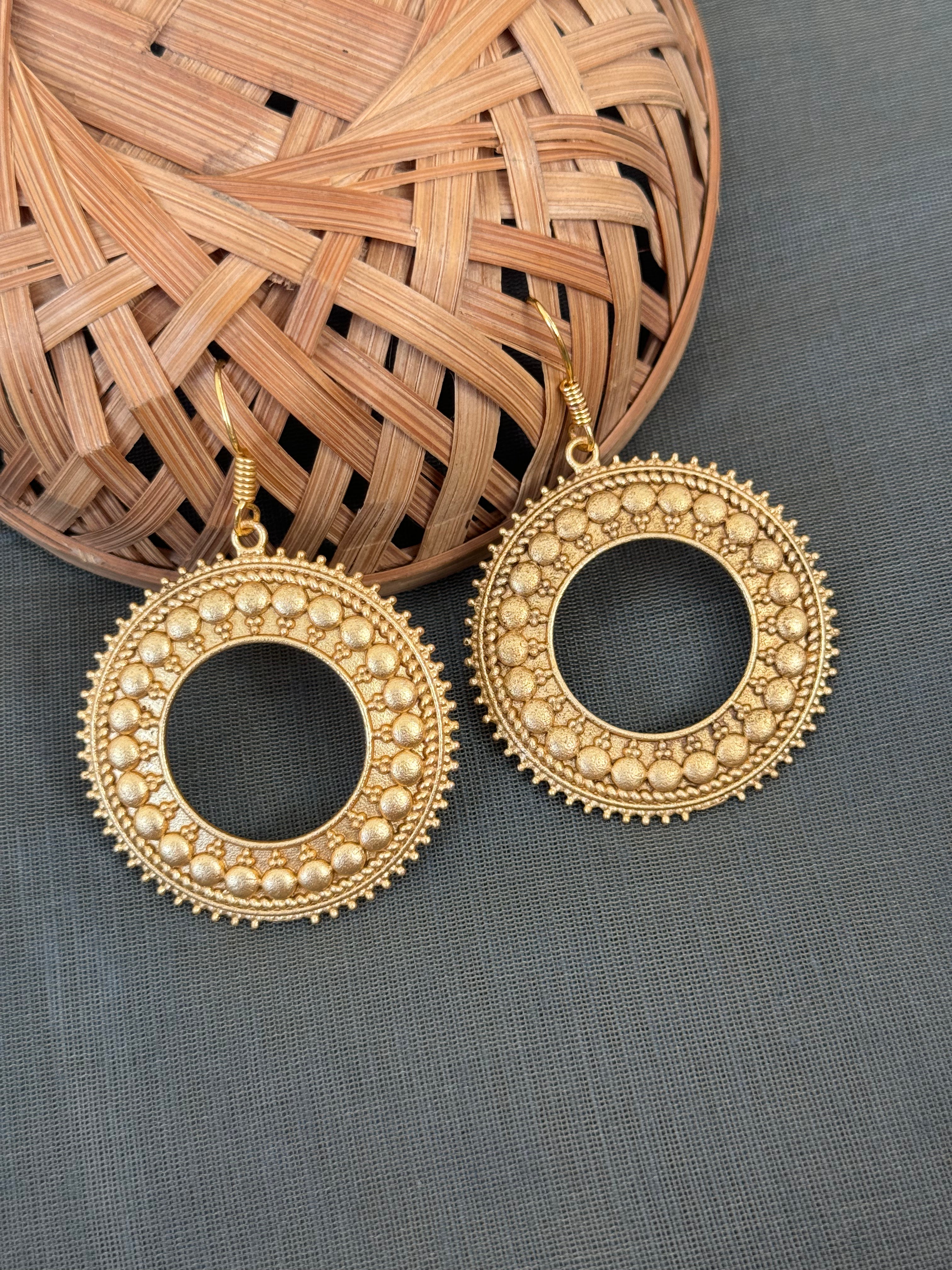 Round Gold Matte Hoop Earrings