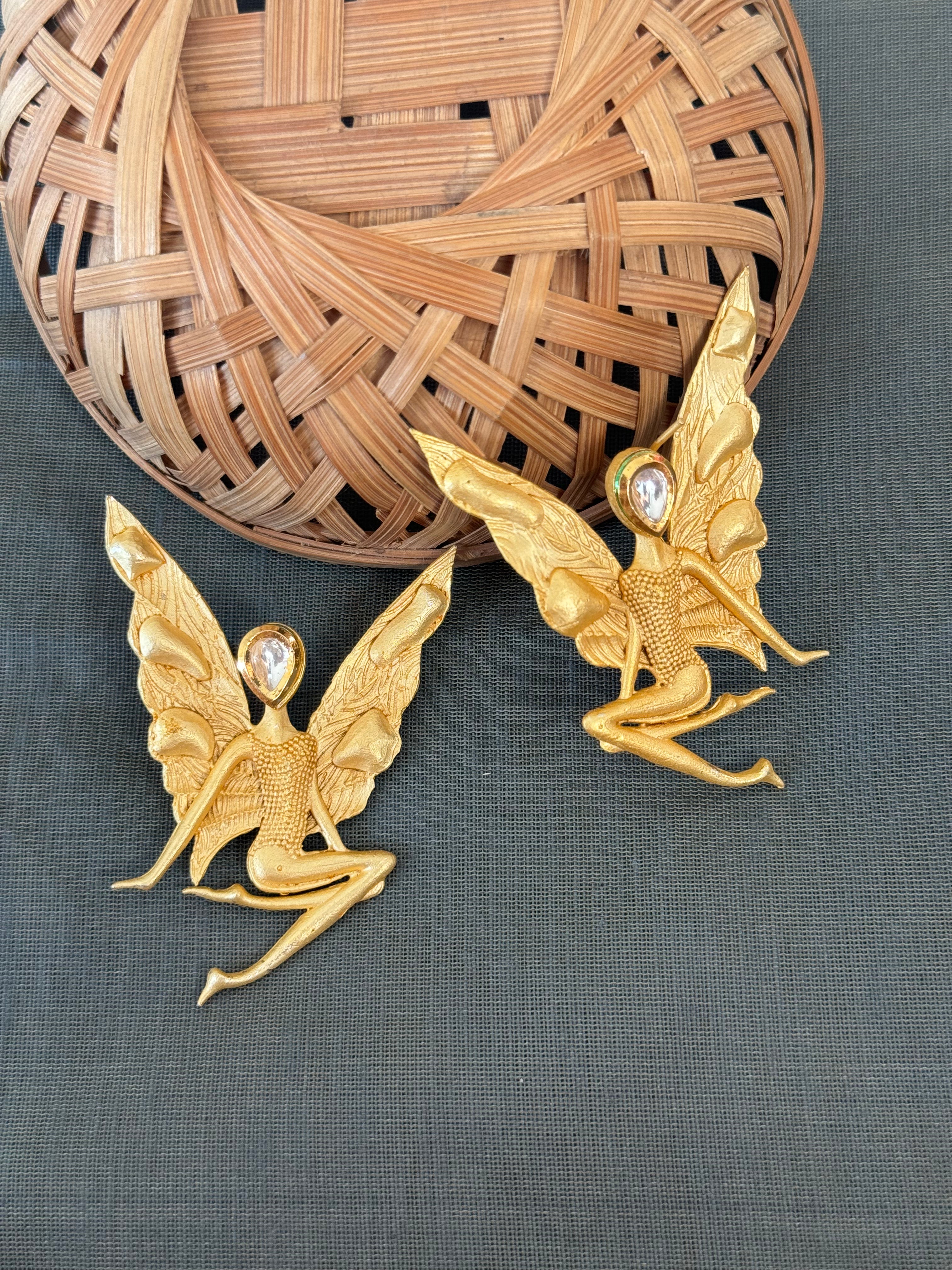 Angel Gold Matte Kundan Earrings