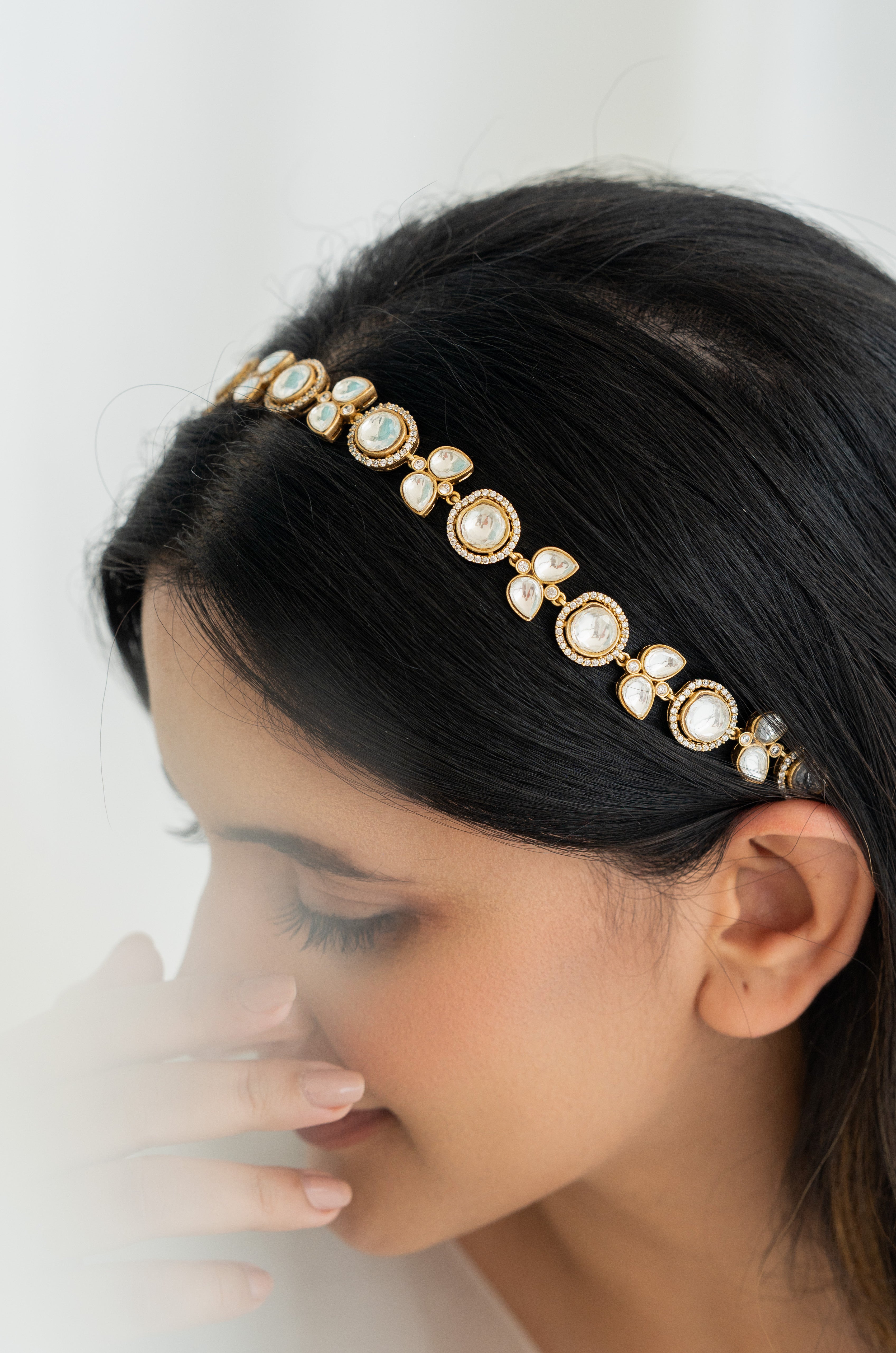 Gold Tone Kundan Headband Matha Patti