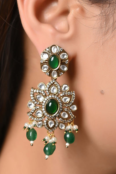 Kundan Polki Bridal Necklace Set With Earrings