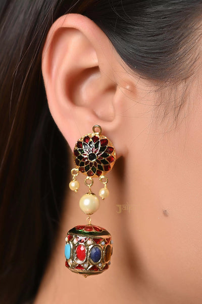 Navratana Jadau Beads Necklace With Earrings