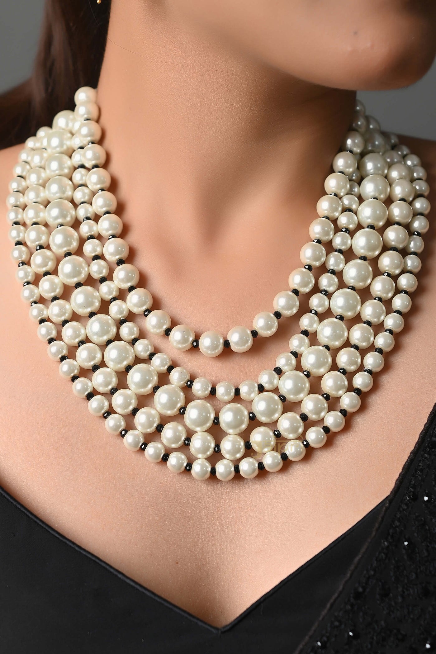 Multilayered Pearl Beads Stone Adorable Necklace