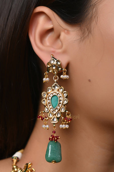 Kundan Rani Haar Necklace Set With Stone Beading