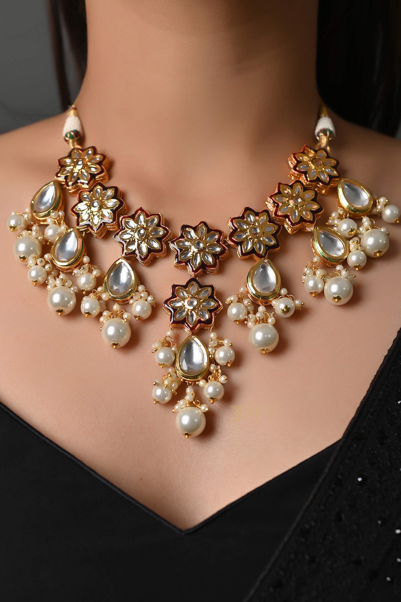 Kundan Meenakari Pearl Beaded Necklace Set