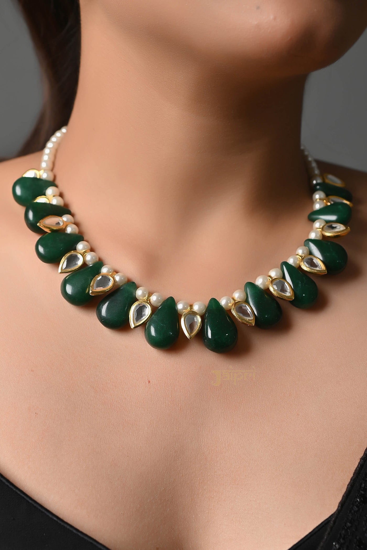 Kundan Stone Necklace Set With Earrings