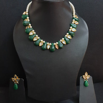 Kundan Stone Necklace Set With Earrings