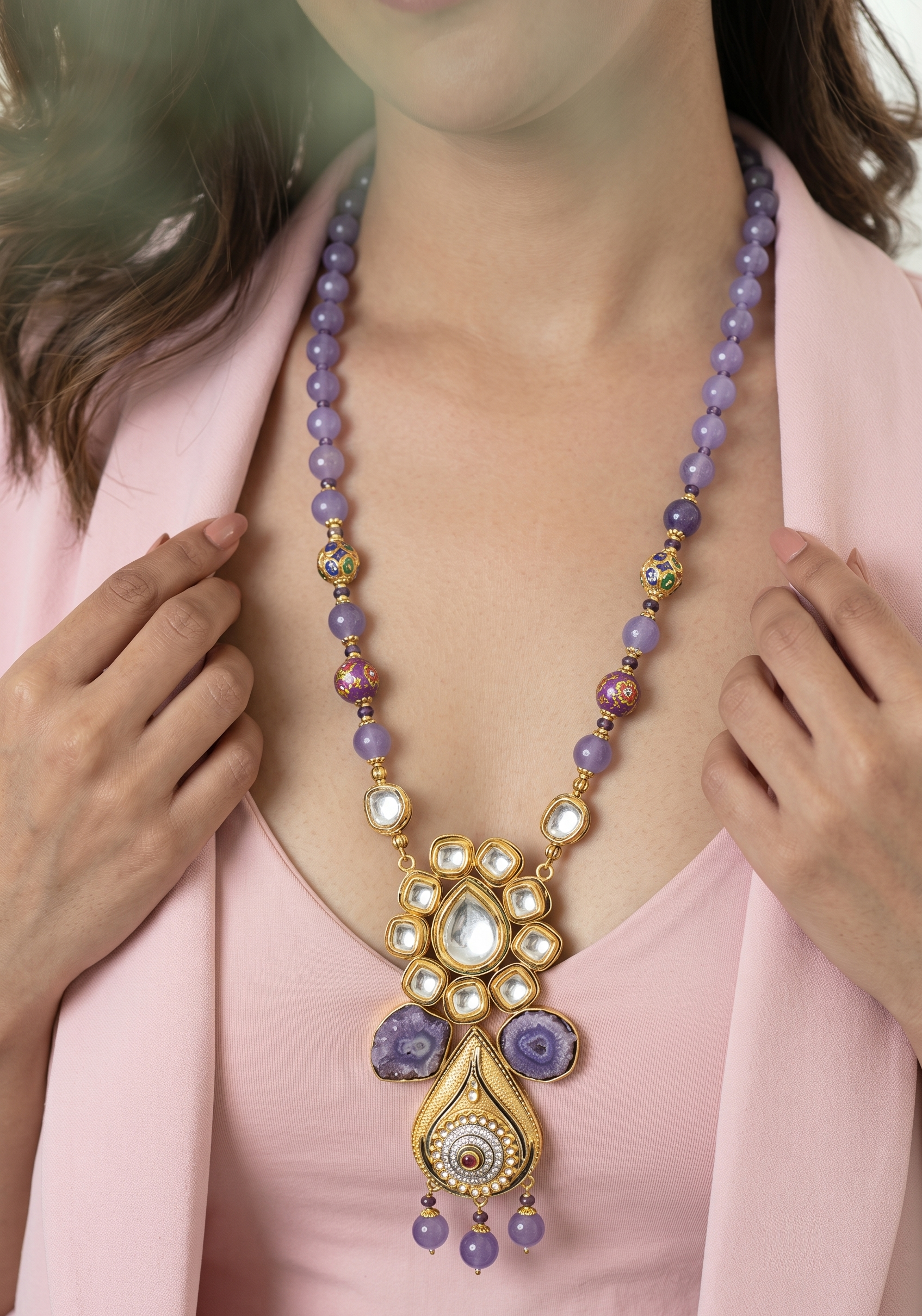 Ishya Purple Fusion Pendant Necklace