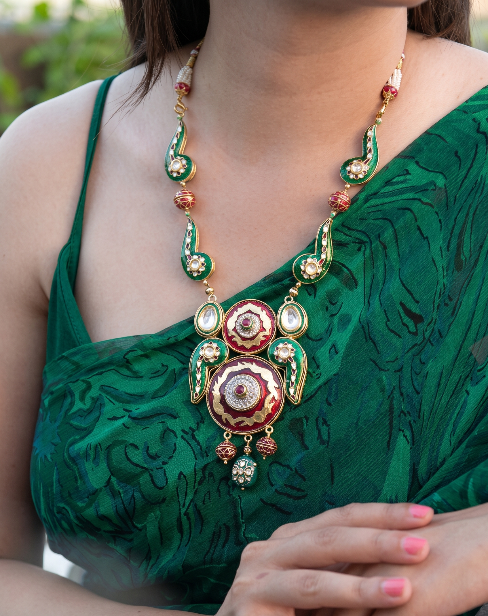 Giva Meenakari Fusion Pendant Necklace