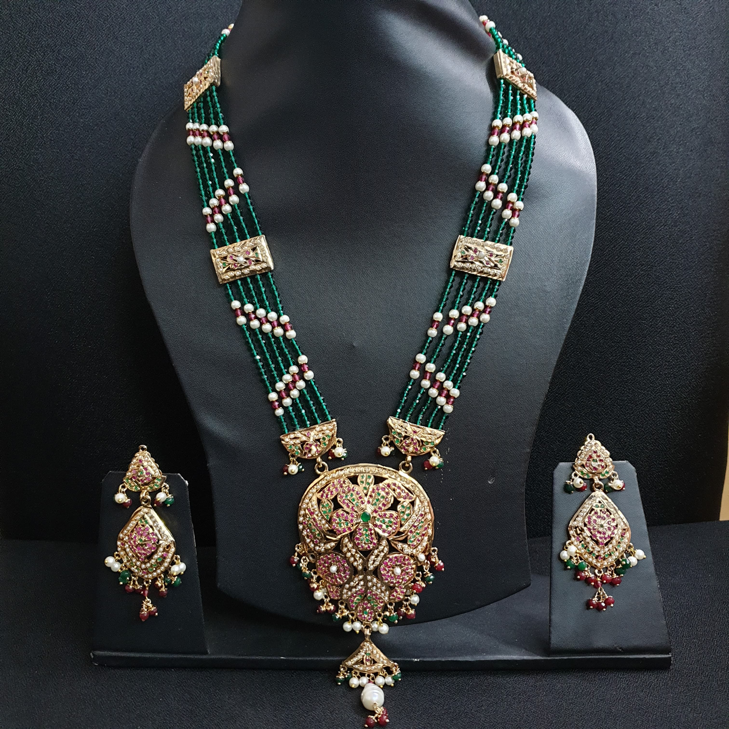 South Jadau Beaded Green Long Set