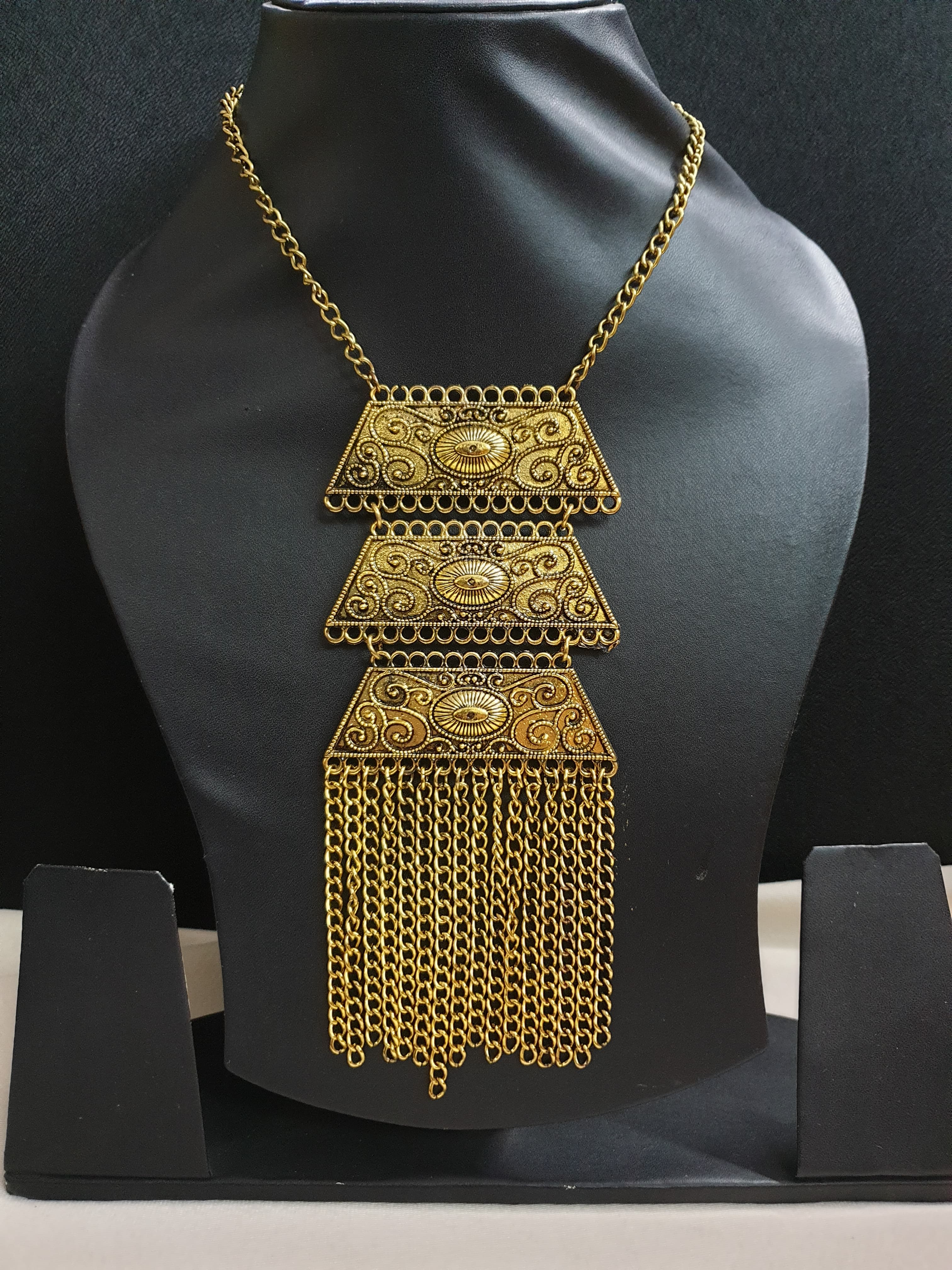 Gold Tone Long Chain Garba Jewelry