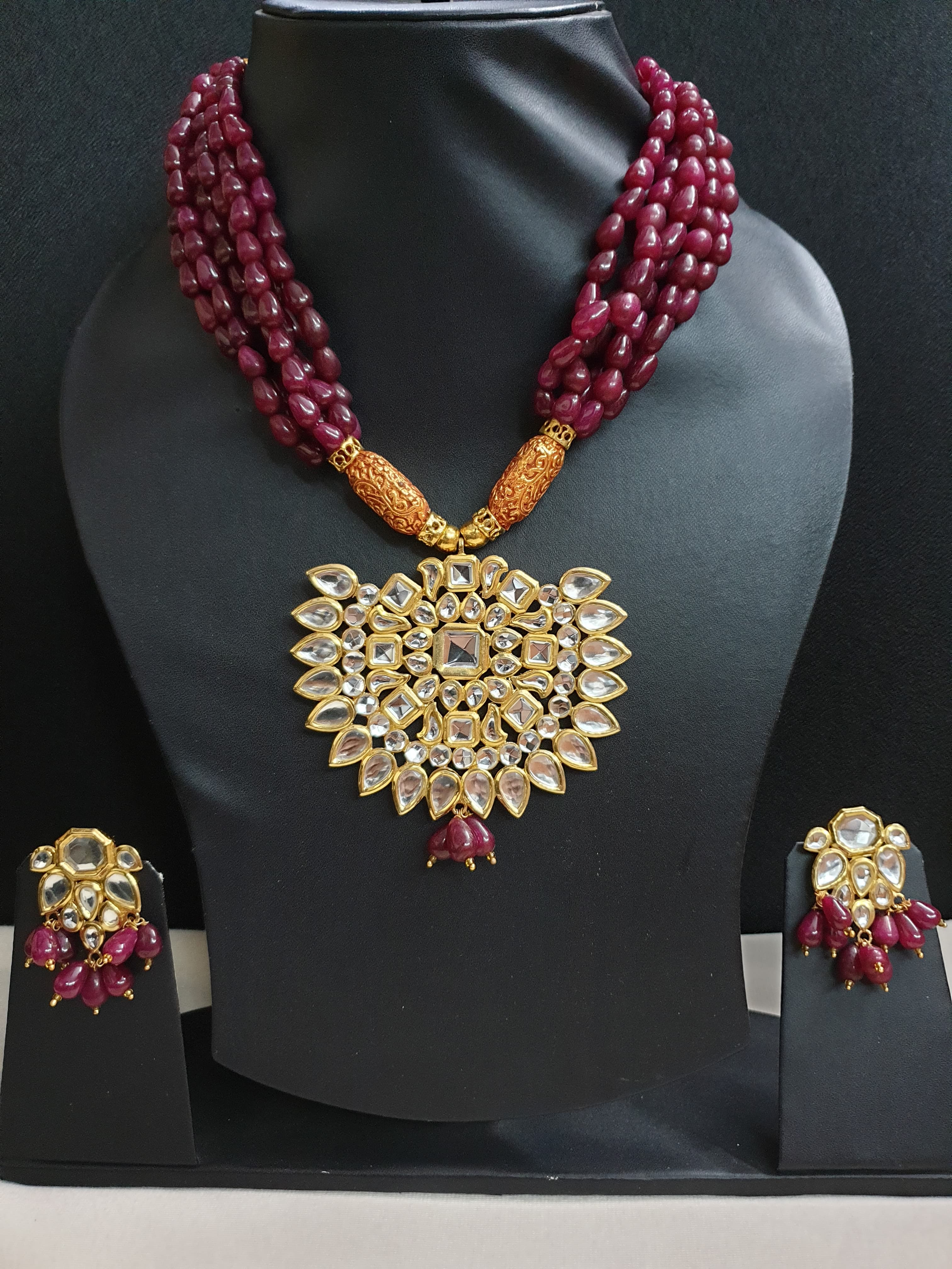 22k Gold Plated Kundan Pendant Set