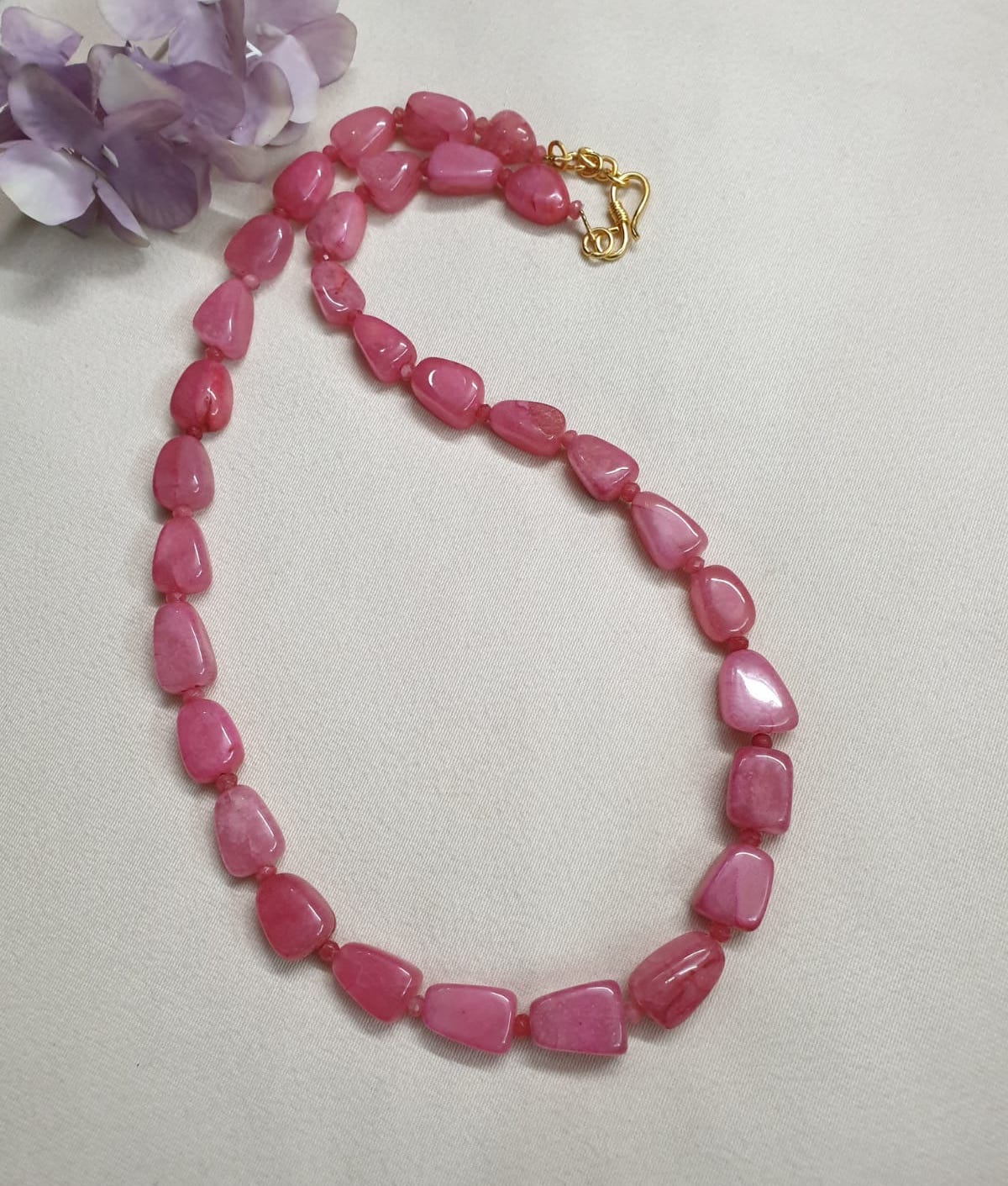 Pink Stone Single Layered Long Mala