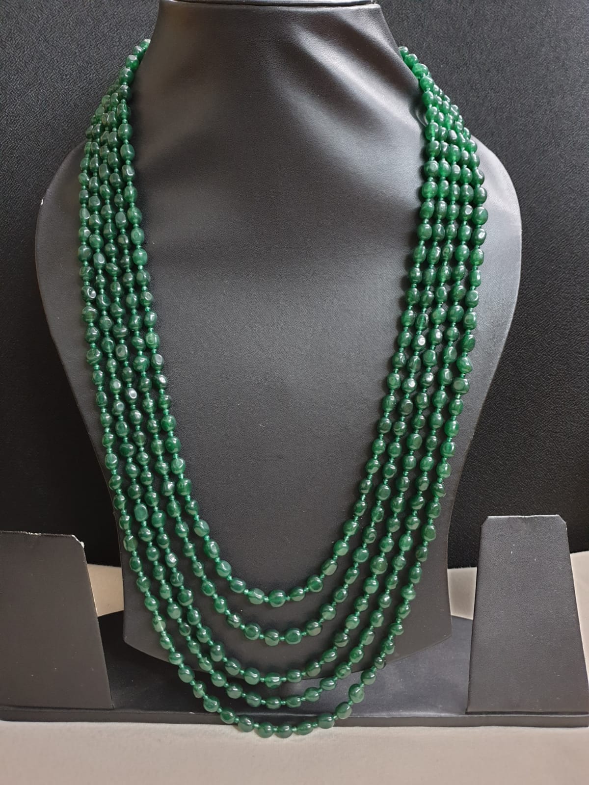 Dark Emerald Green Jade Quartz Beaded Necklace